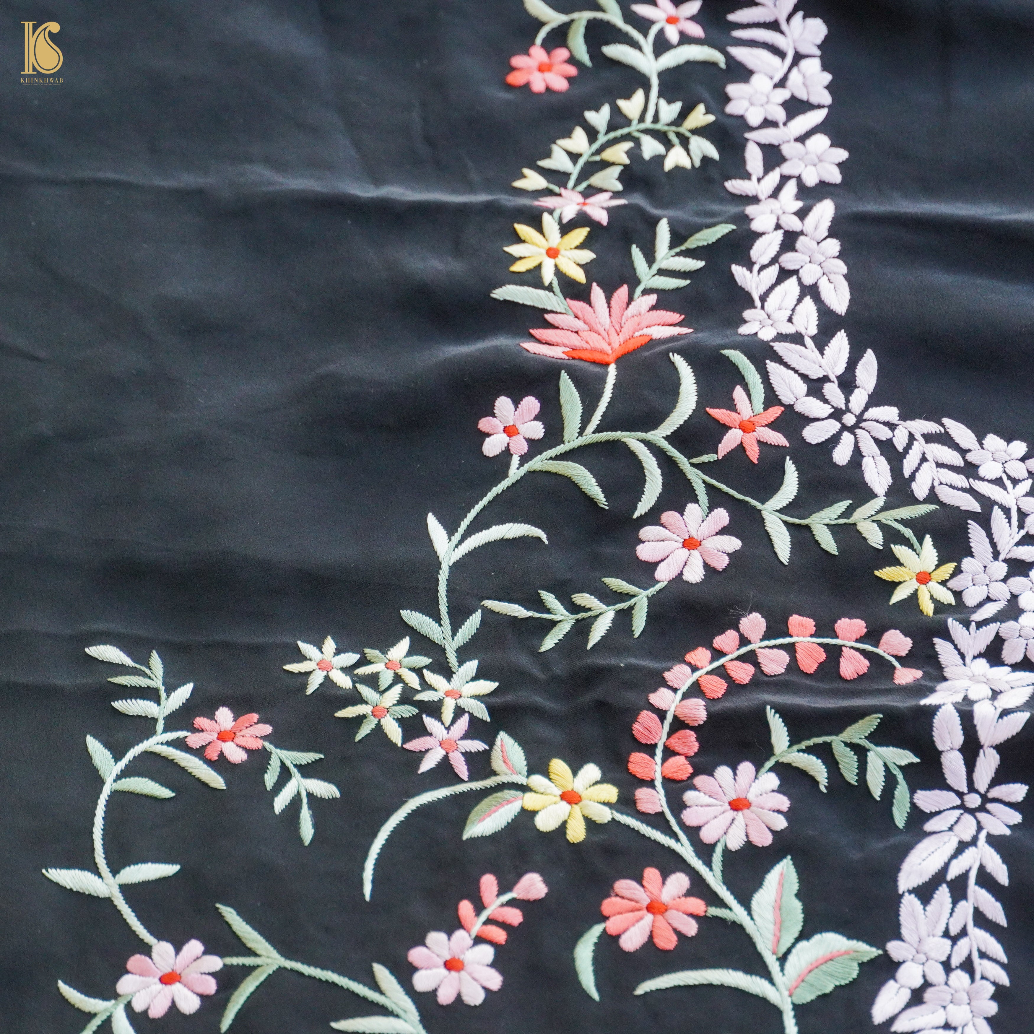 Parsi Gara Pure Crepe Jacket Fabric