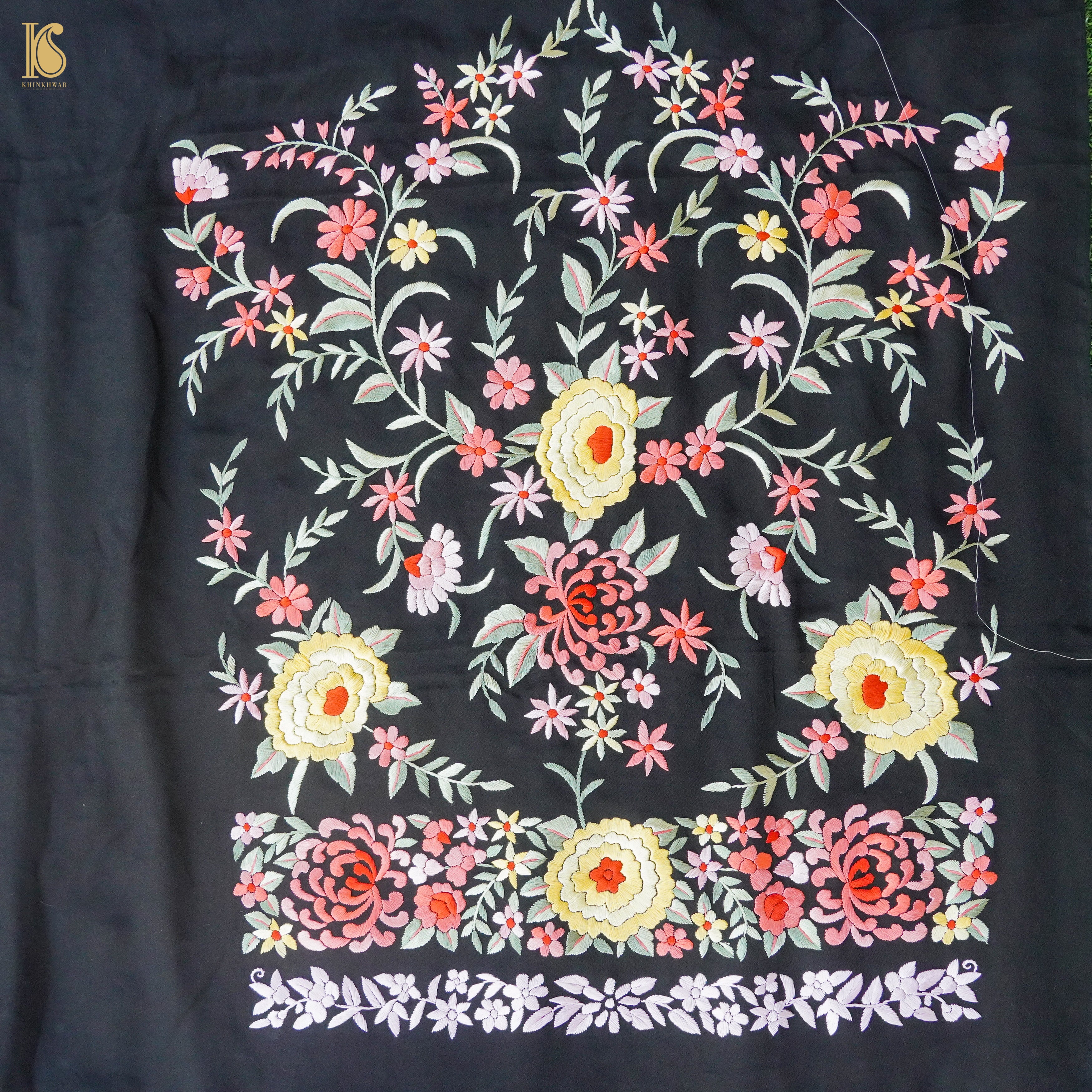Parsi Gara Pure Crepe Jacket Fabric