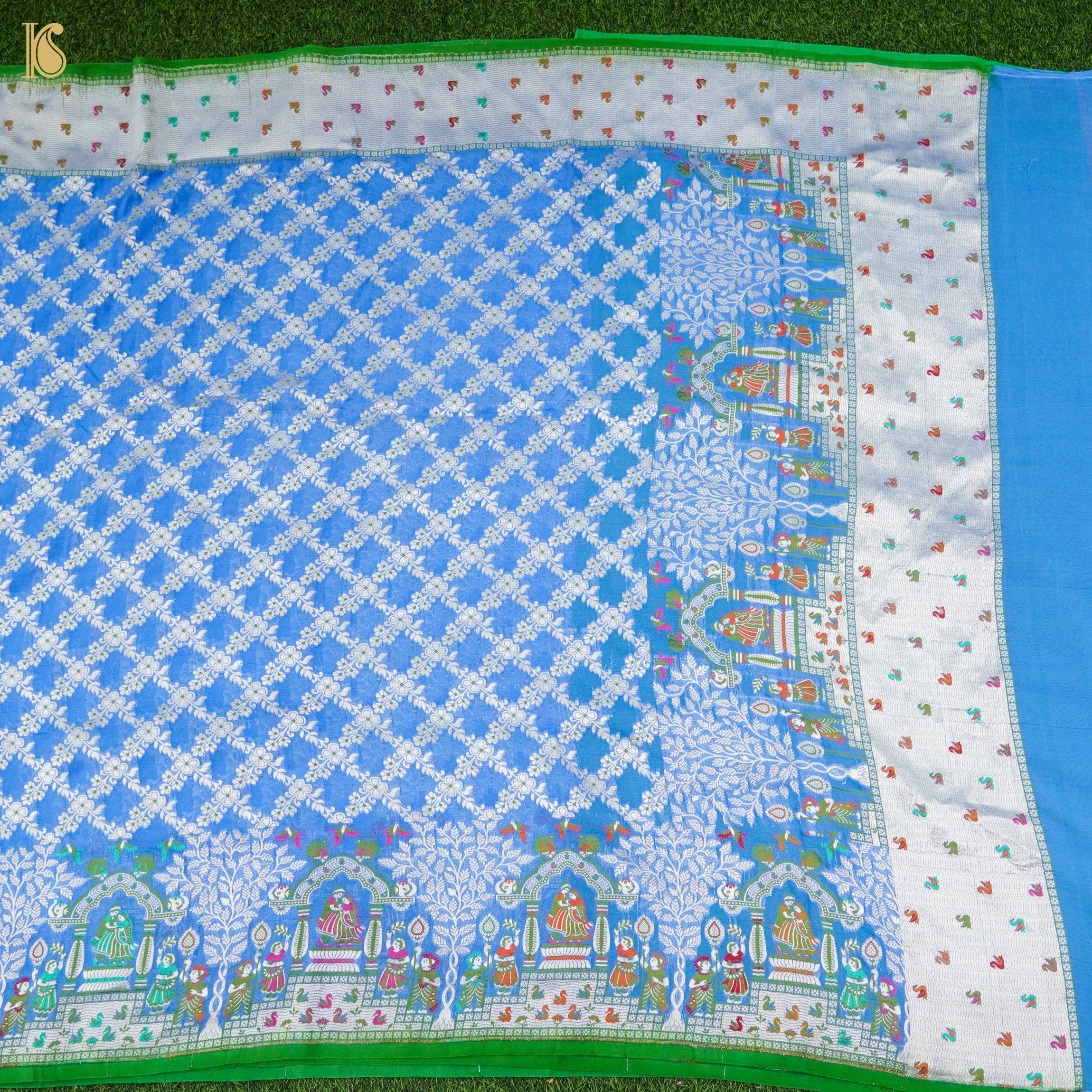 Blue Pure Georgette Handloom Banarasi Raja Rani Saree - Khinkhwab