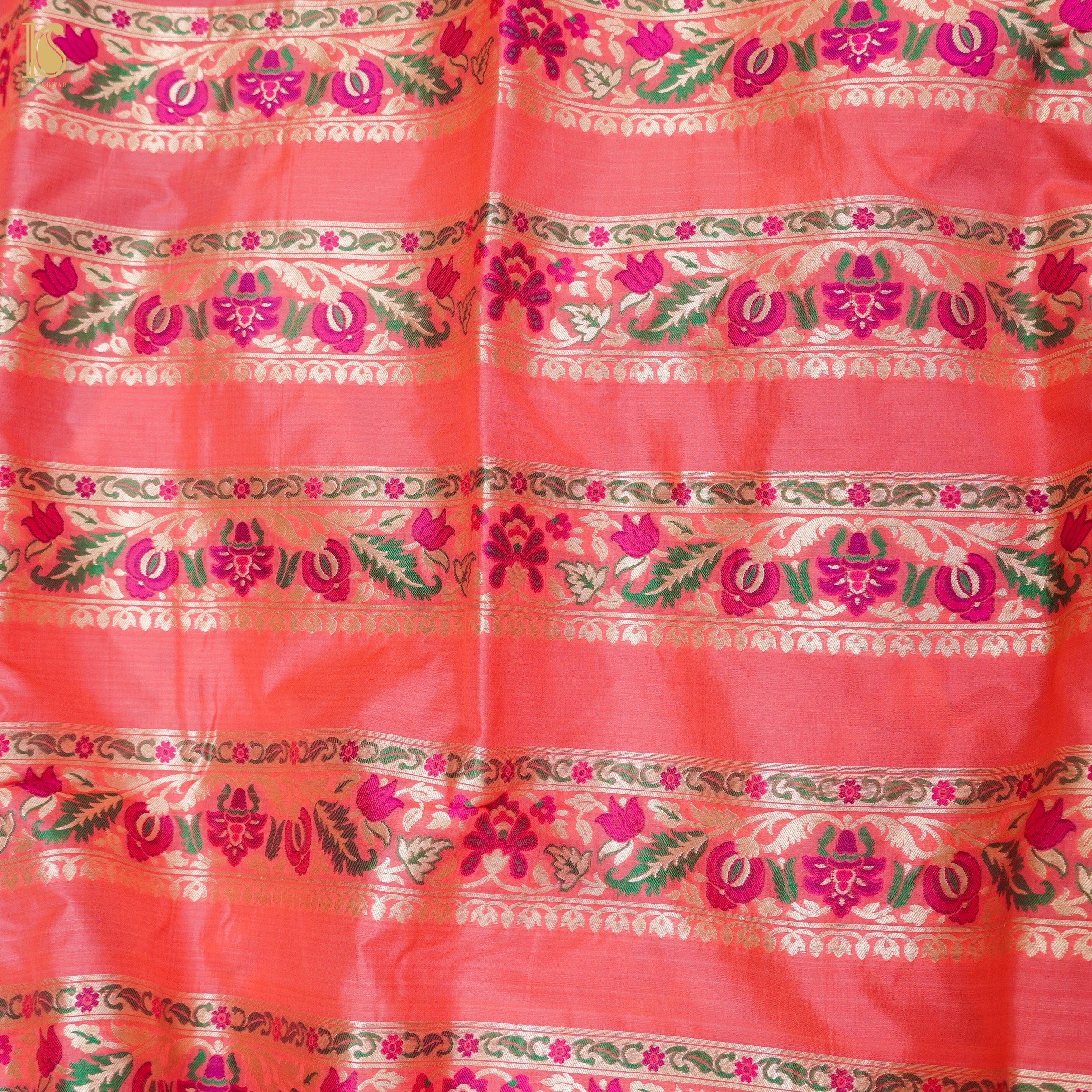 Pink Pure Katan Silk Handloom Banarasi Kalidar Meenakari Lehenga - Khinkhwab