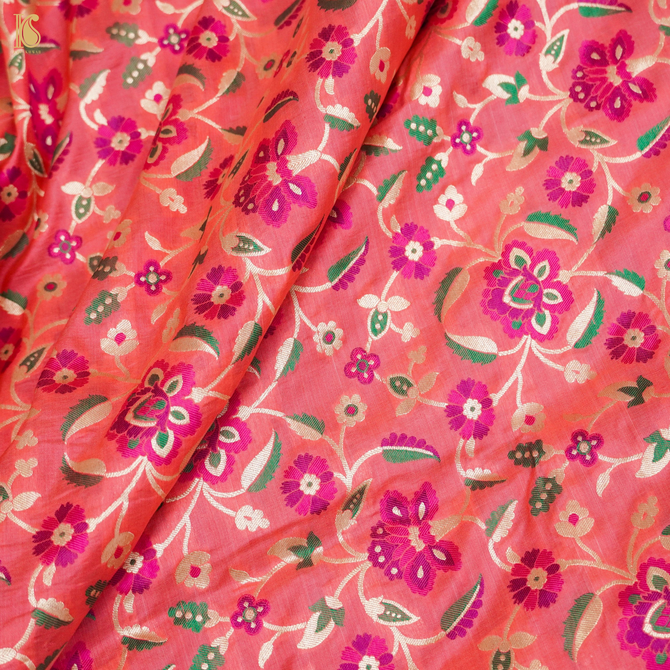 Pink Pure Katan Silk Handloom Banarasi Kalidar Meenakari Lehenga - Khinkhwab