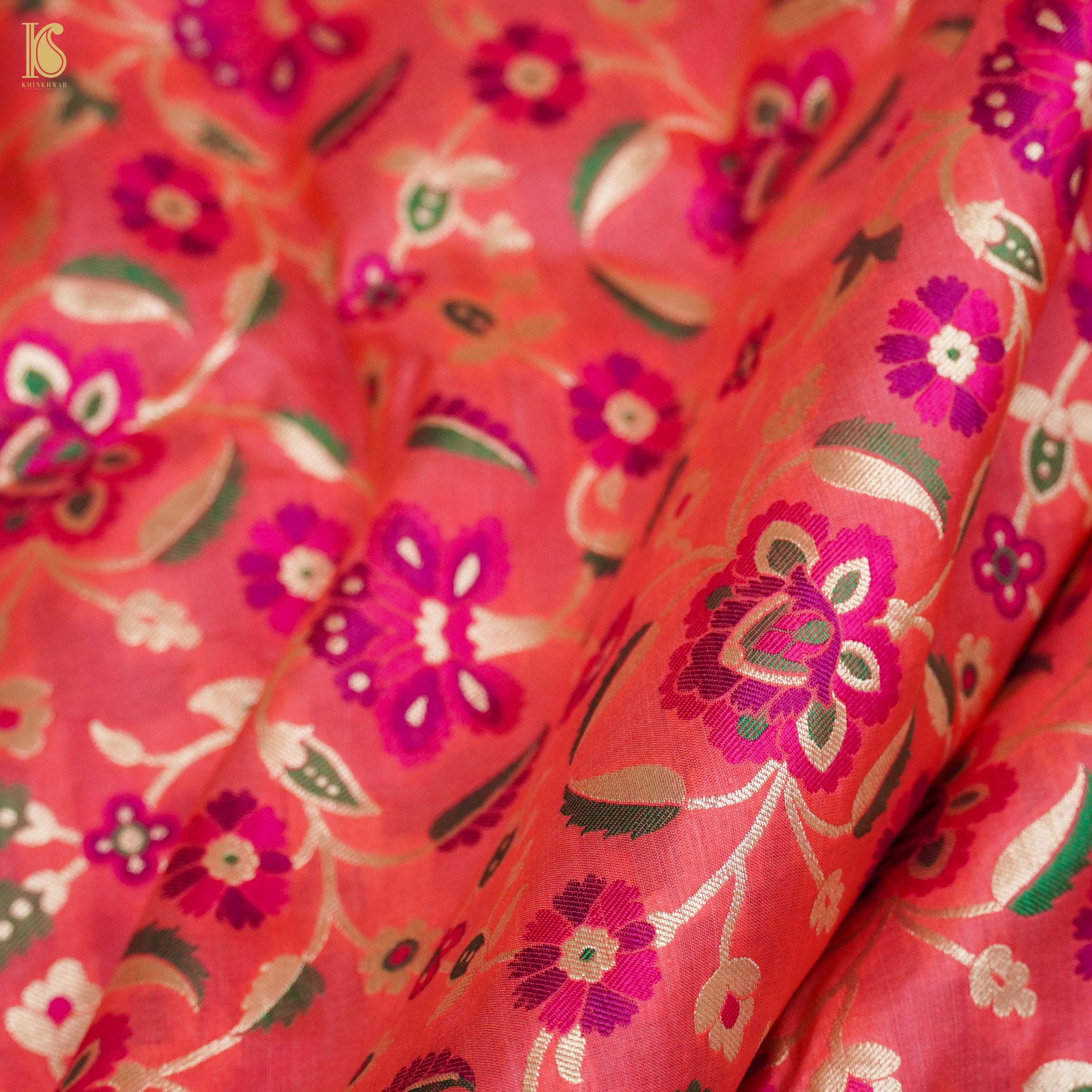 Pink Pure Katan Silk Handloom Banarasi Kalidar Meenakari Lehenga - Khinkhwab