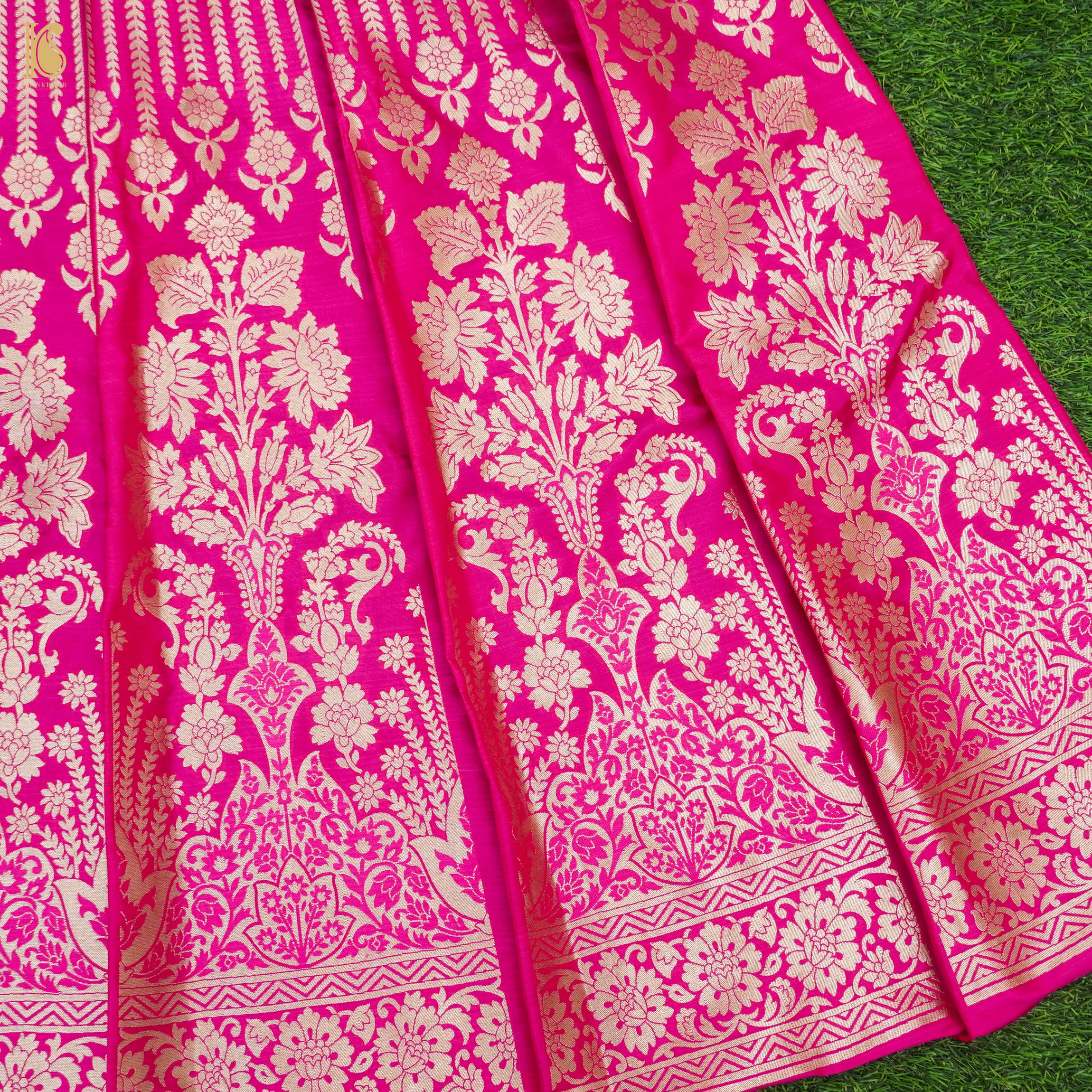 Pink Pure Katan Silk Handloom Banarasi Kalidar Lehenga - Khinkhwab