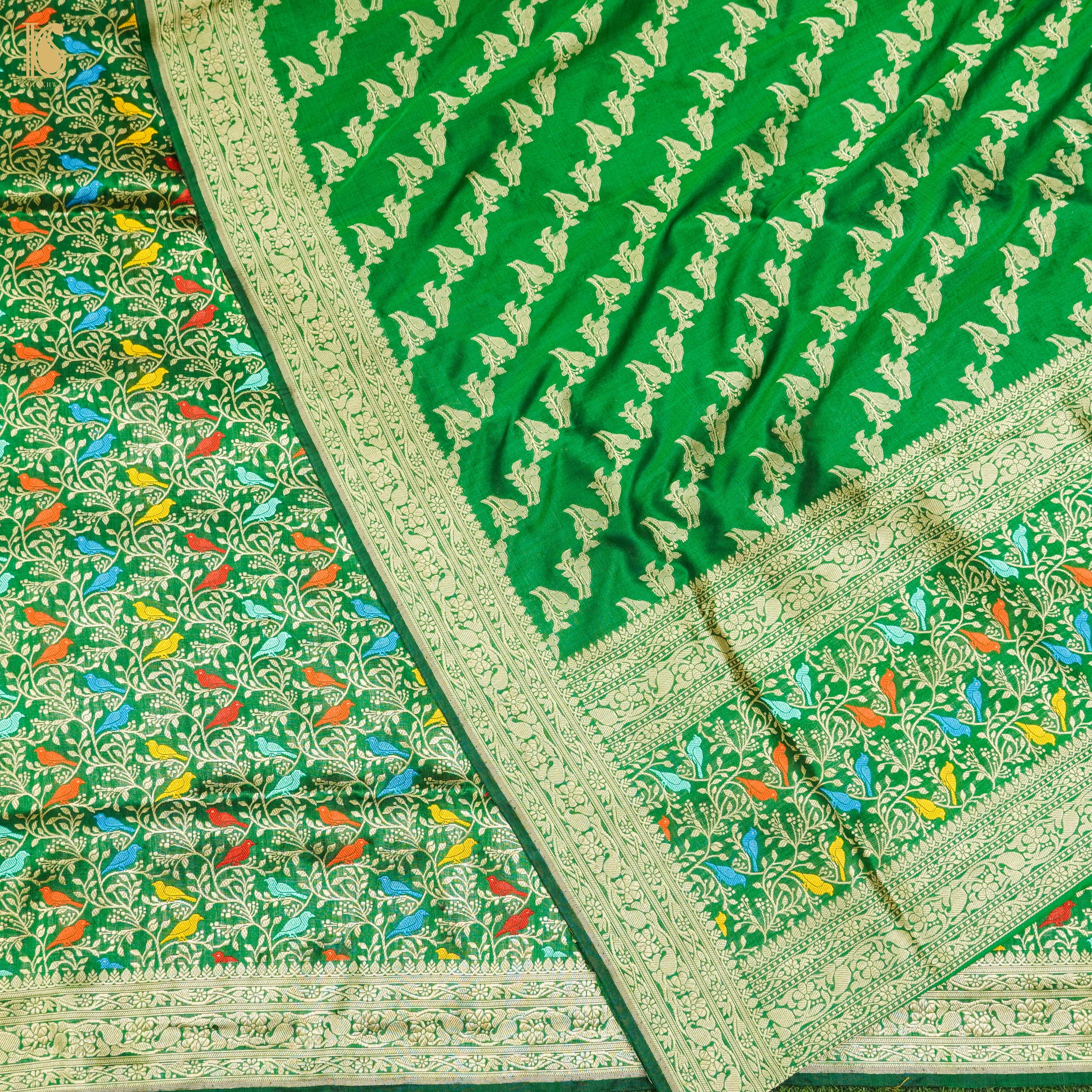 Spring Green Handloom Pure Katan Silk Pink Banarasi Suit & Dupatta Set - Khinkhwab
