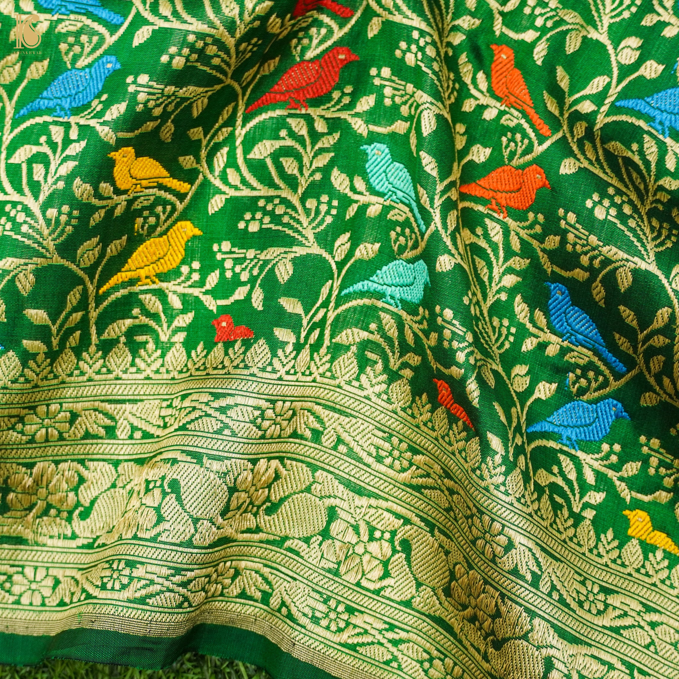 Spring Green Handloom Pure Katan Silk Pink Banarasi Suit & Dupatta Set - Khinkhwab