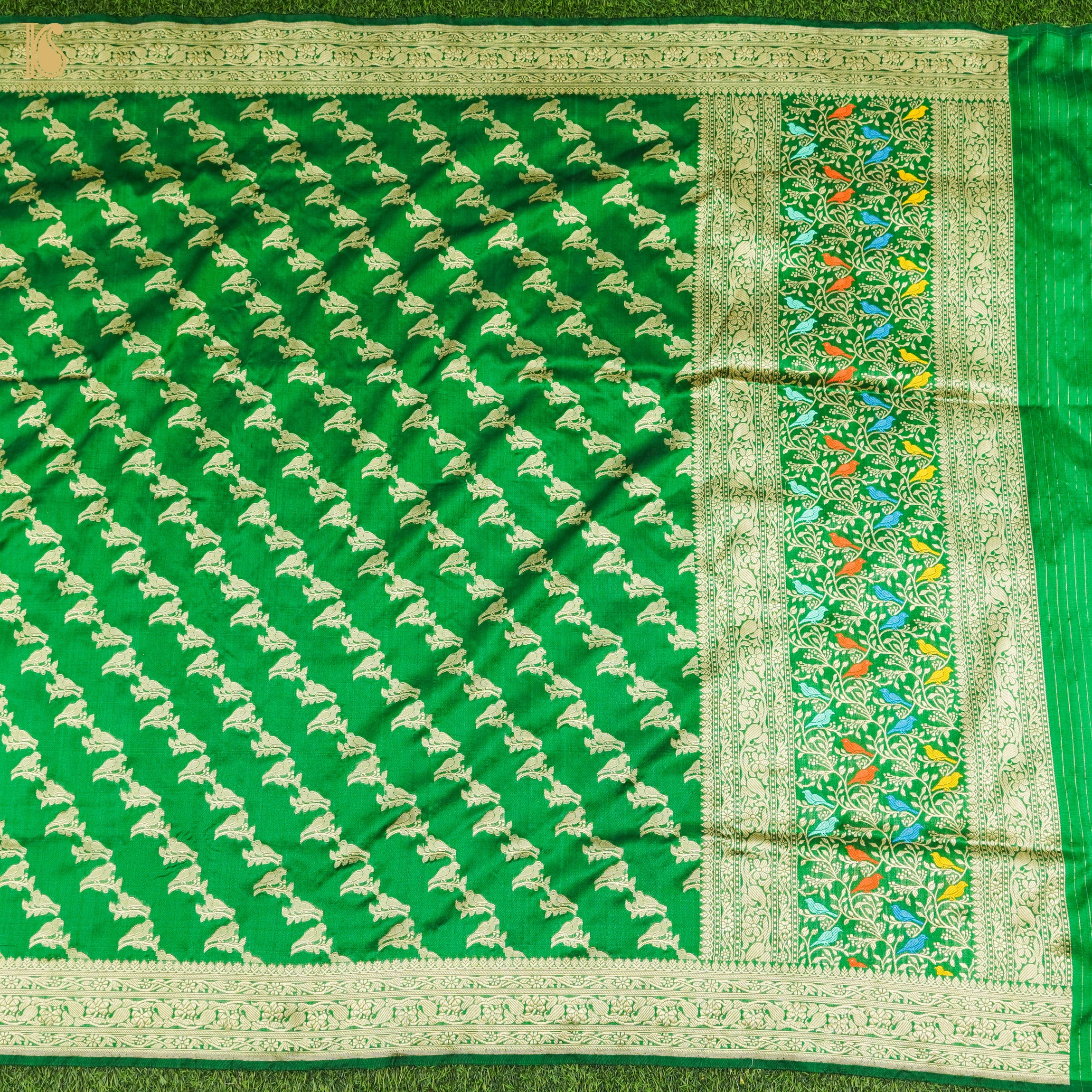 Spring Green Handloom Pure Katan Silk Pink Banarasi Suit & Dupatta Set - Khinkhwab