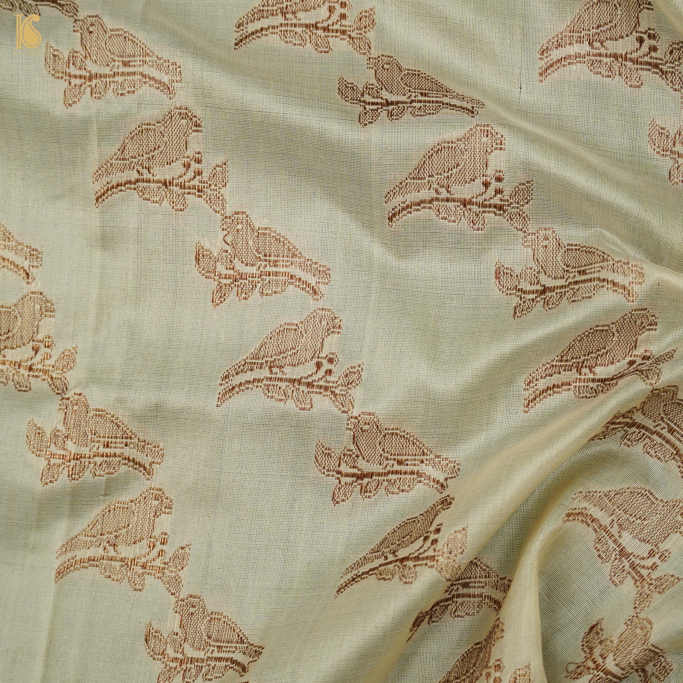 Beige Handloom Pure Katan Silk Pink Banarasi Suit & Dupatta Set - Khinkhwab