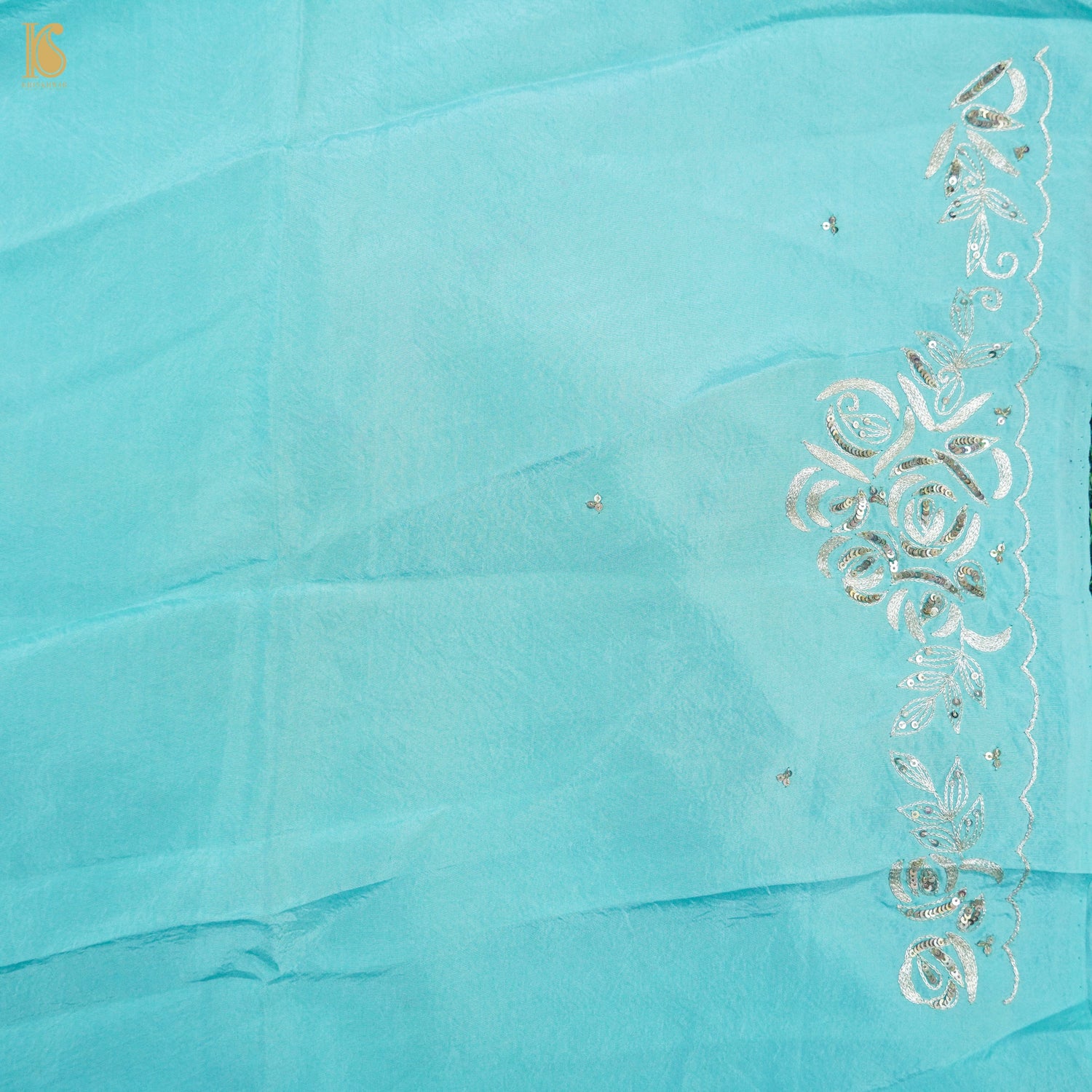 Pure Plain Tissue Silk Handwoven Banarasi Saree with Hand Embriodery - Khinkhwab