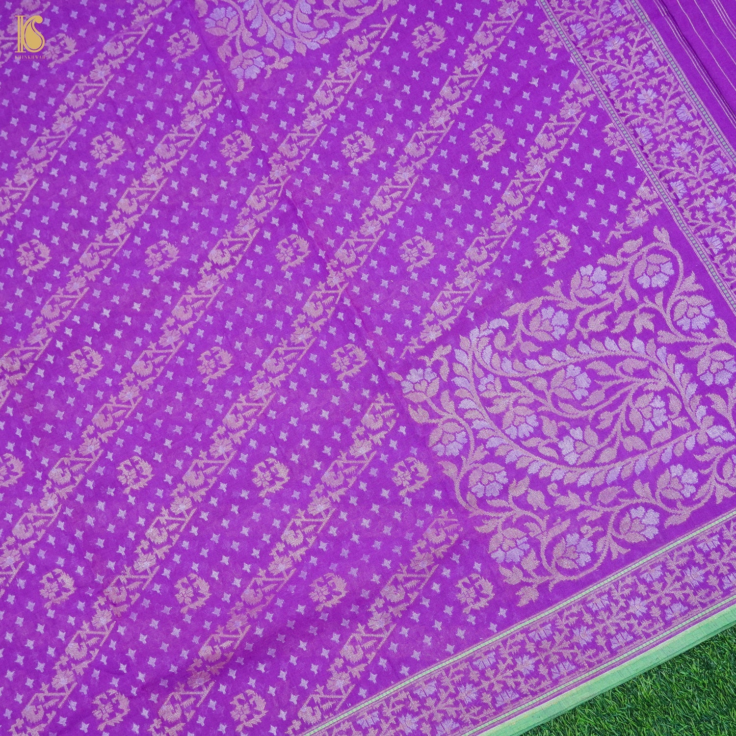 Dark Orchid Pure Cotton Handloom Banarasi Jamdani Ektara Saree - Khinkhwab