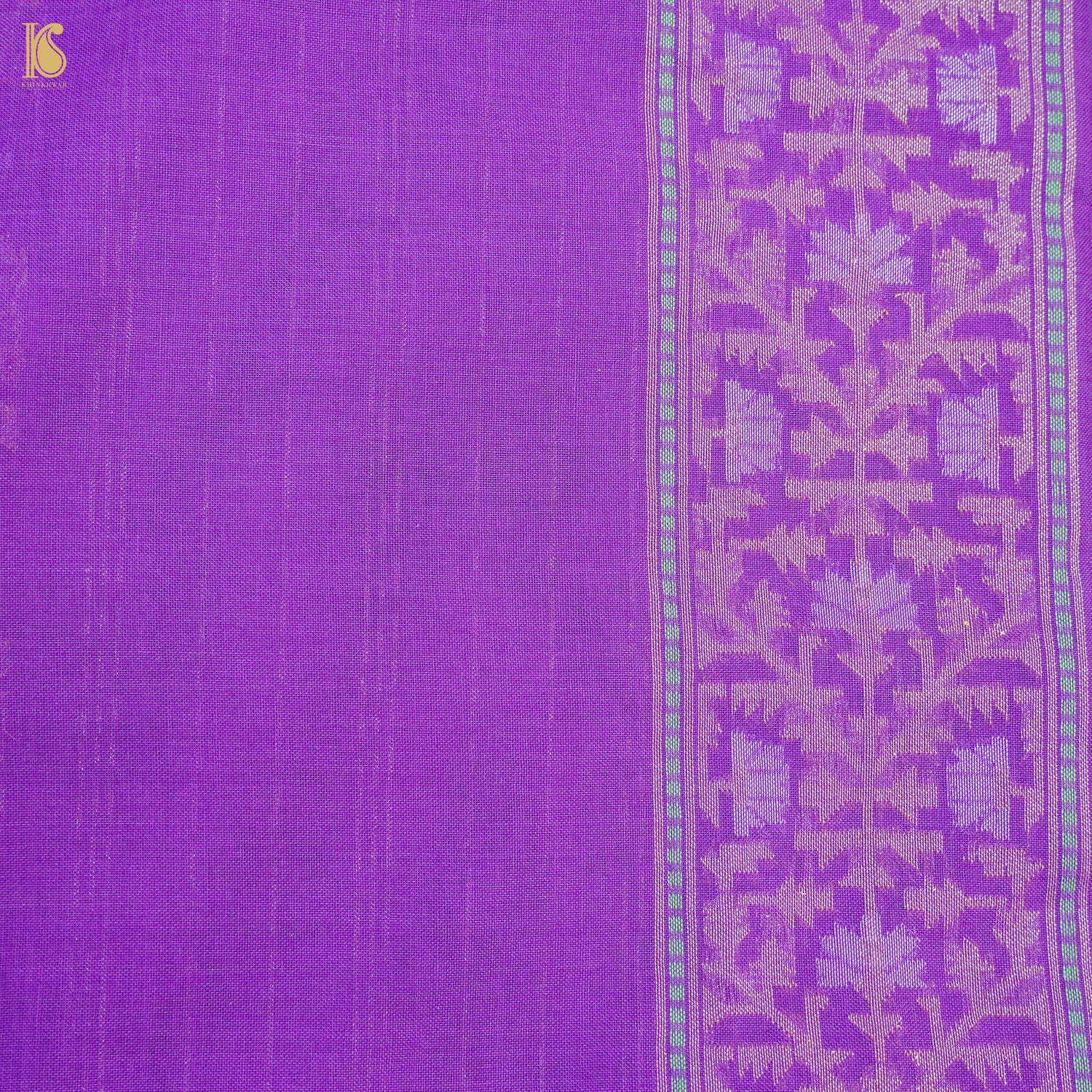 Dark Orchid Pure Cotton Handloom Banarasi Jamdani Ektara Saree - Khinkhwab