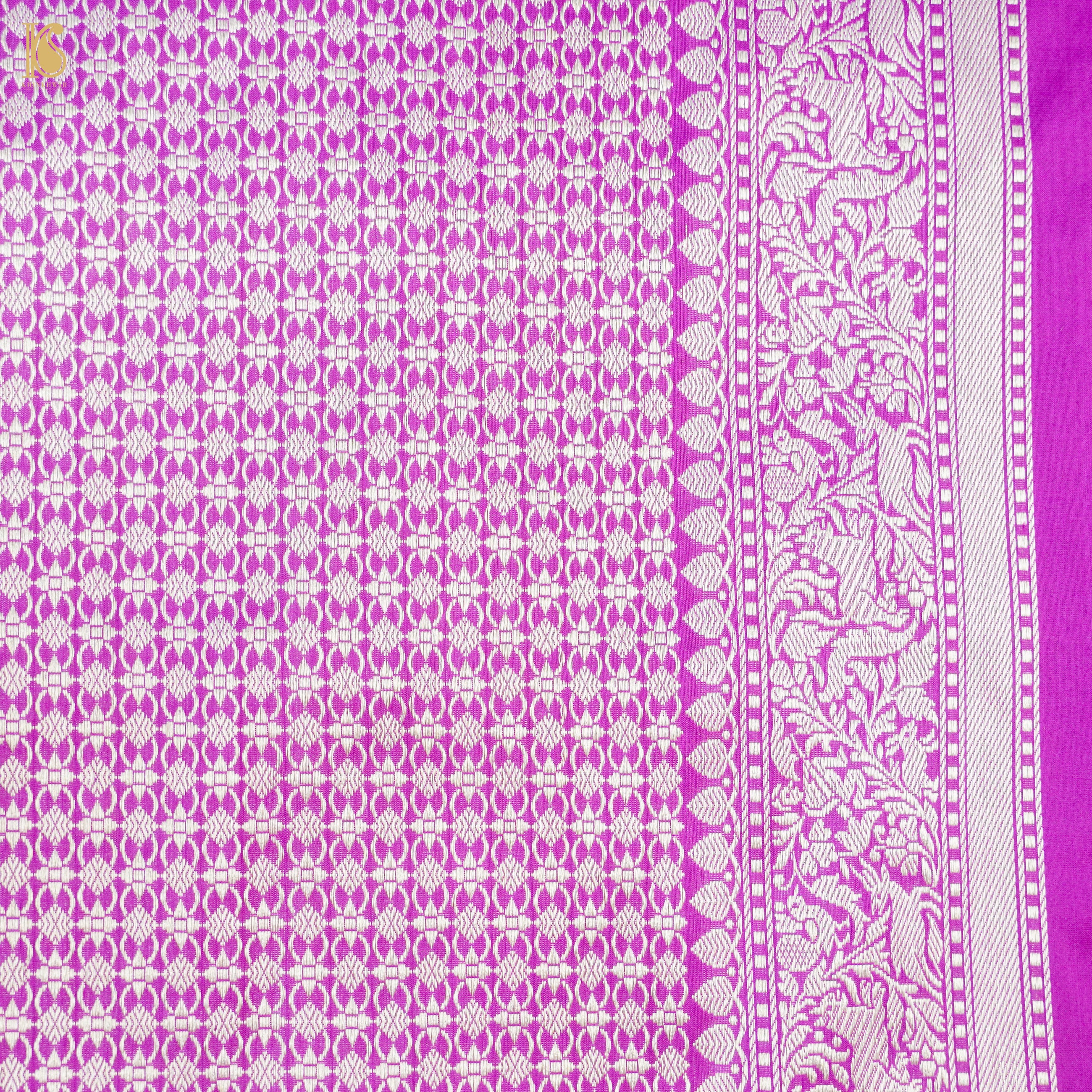 Purple Handloom Katan Silk Banarasi Shikargah Saree - Khinkhwab