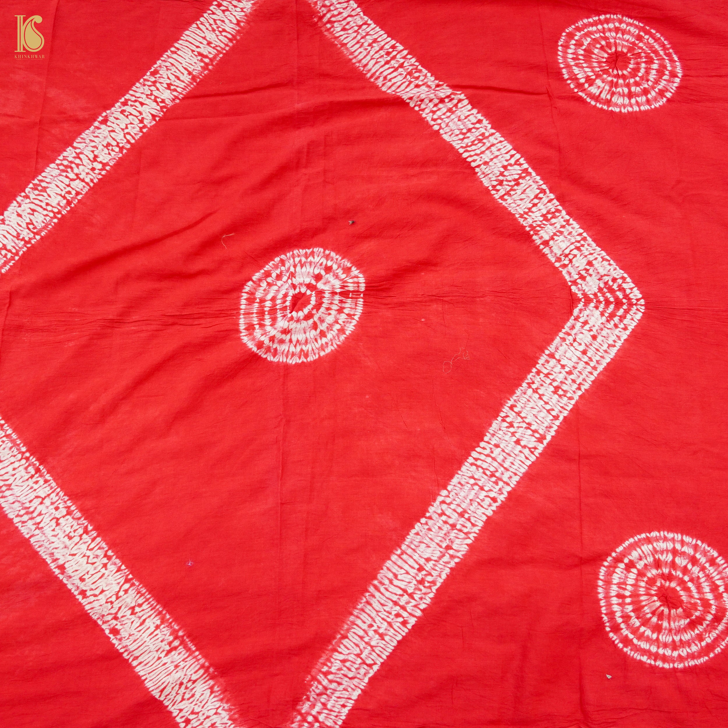 Alizarin Red Pure Mul Cotton Shibori Saree - Khinkhwab