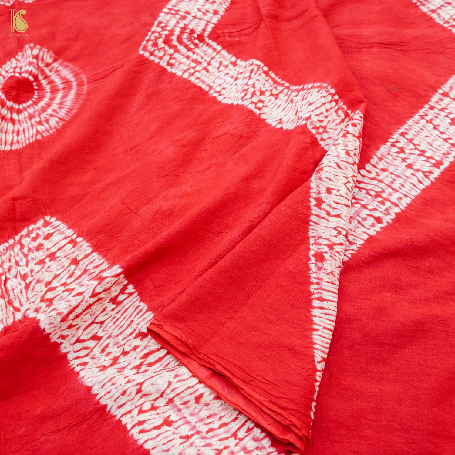 Alizarin Red Pure Mul Cotton Shibori Saree - Khinkhwab