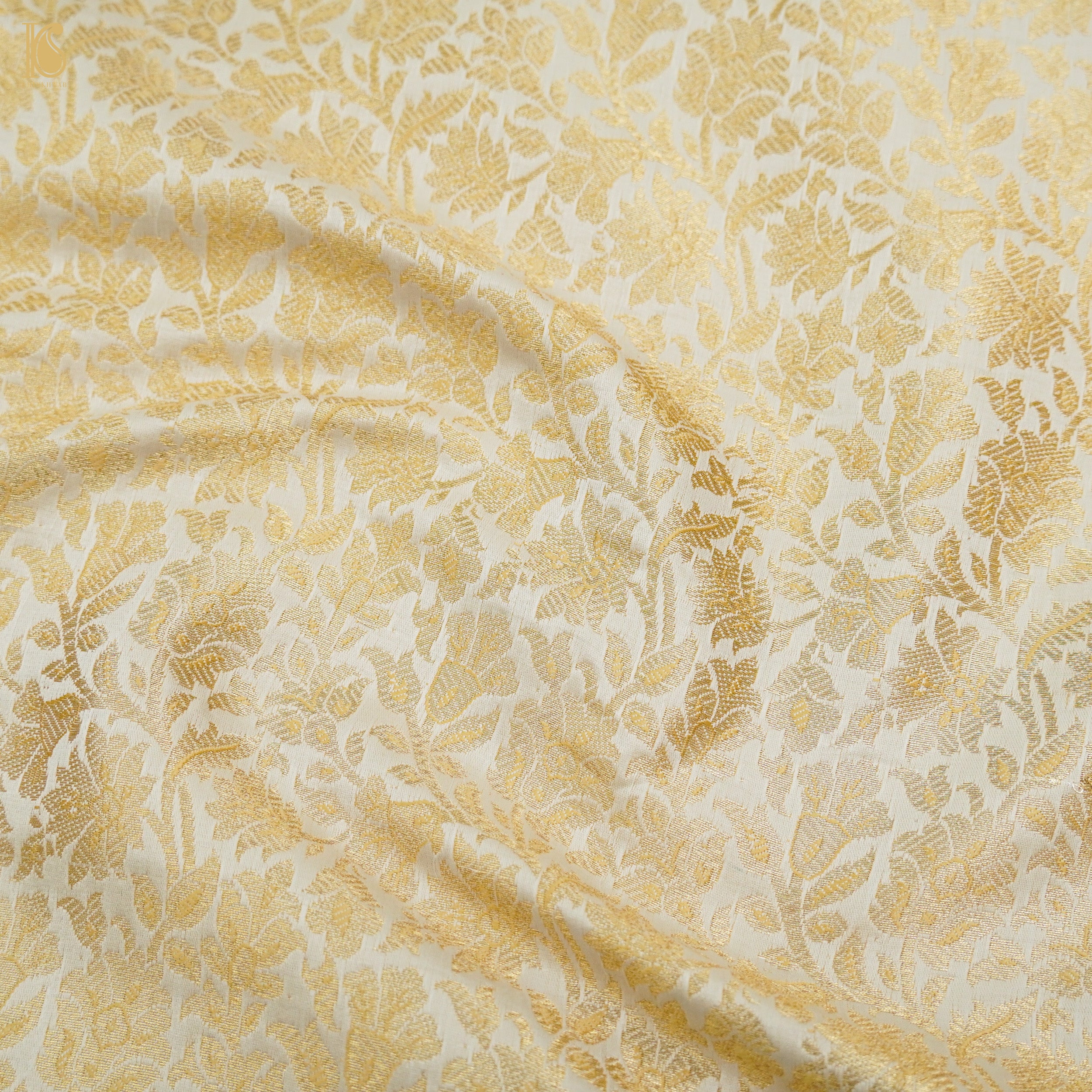 Beige Banarasi Semi Silk Fabric - Khinkhwab