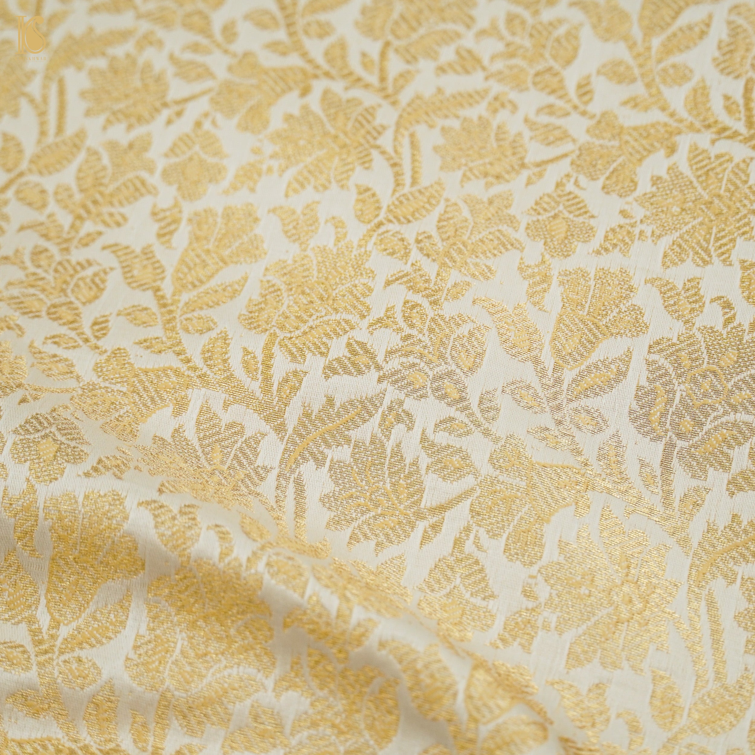 Beige Banarasi Semi Silk Fabric - Khinkhwab