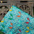 Preorder : Viking Blue Handwoven Pure Katan Silk Banarasi Shikargah Fabric - Khinkhwab