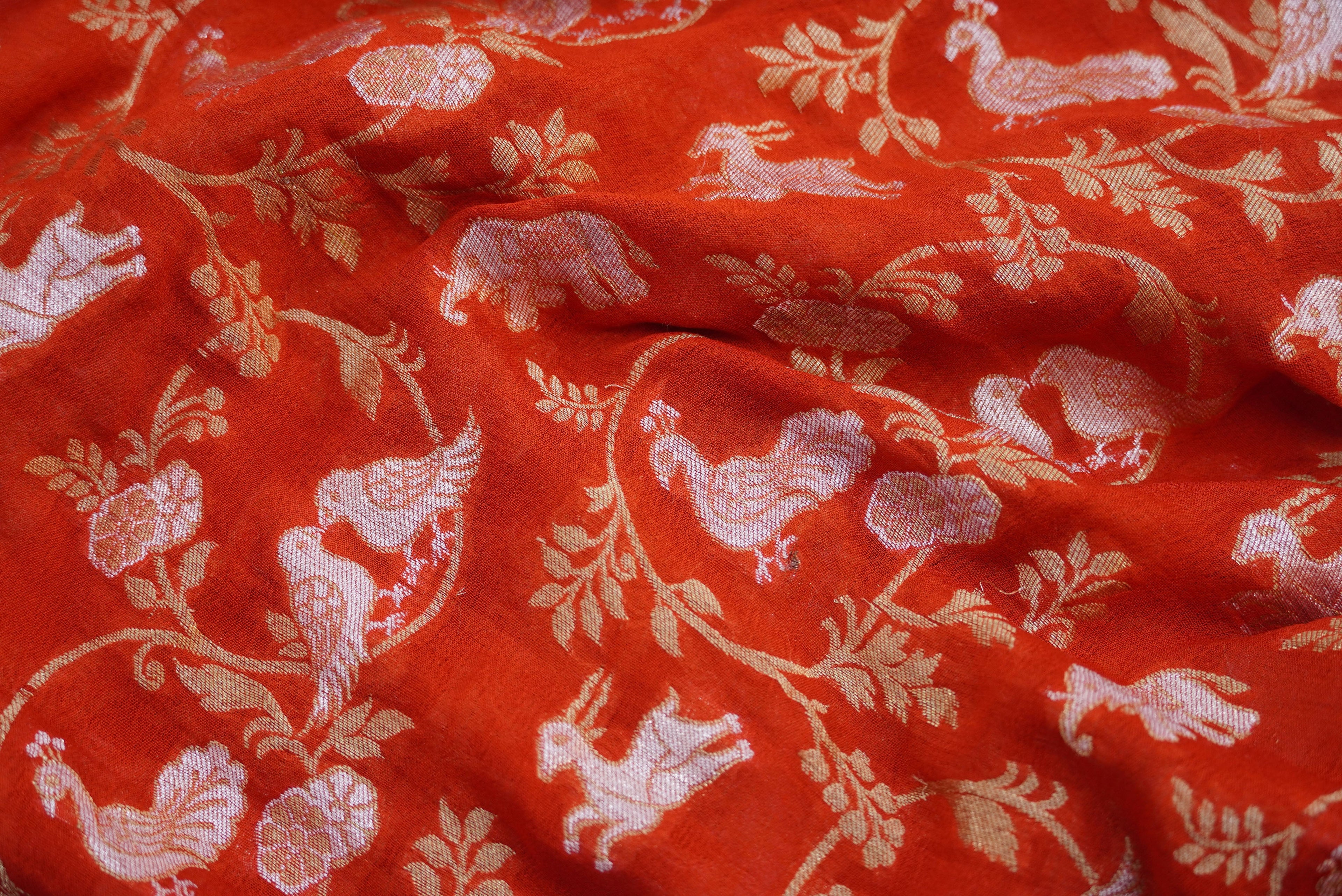 Pure Georgette Shikargah Handwoven Banarasi Dupatta - Khinkhwab