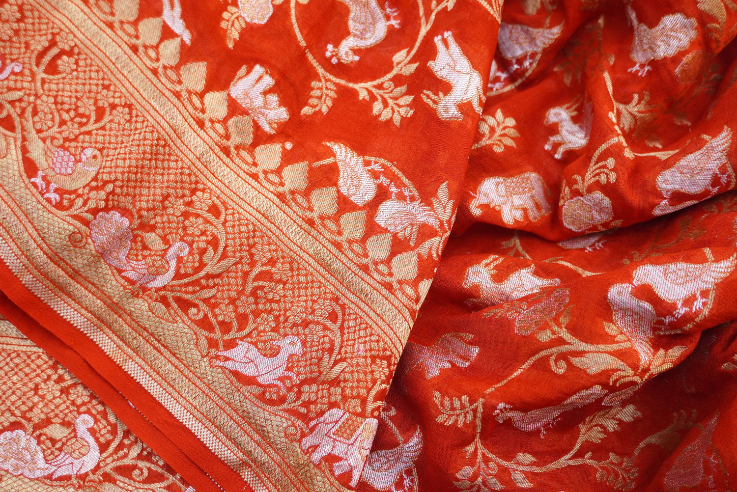 Pure Georgette Shikargah Handwoven Banarasi Dupatta - Khinkhwab