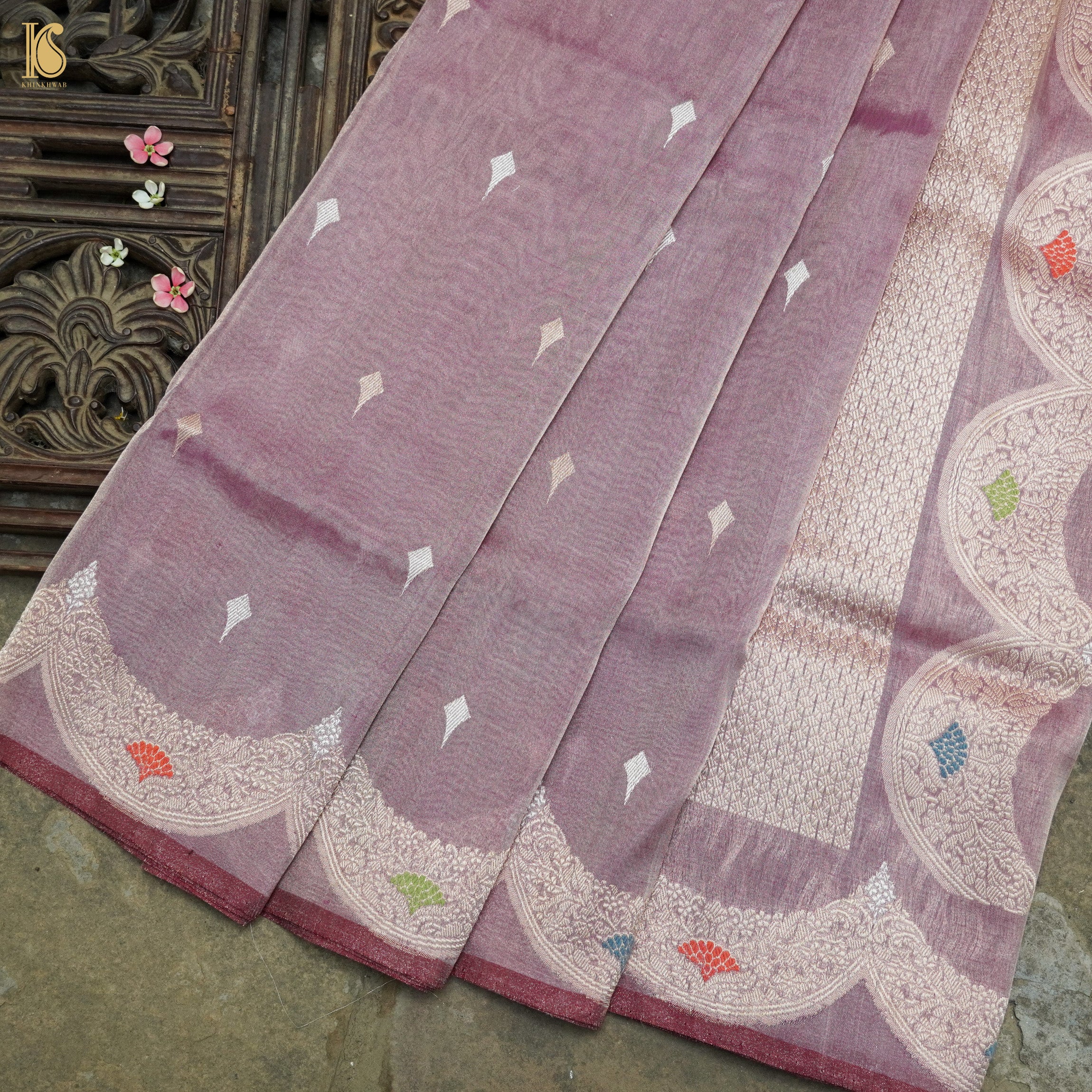 Venus Purple Pure Cotton By Tissue Handloom Banarasi Saree - Khinkhwab