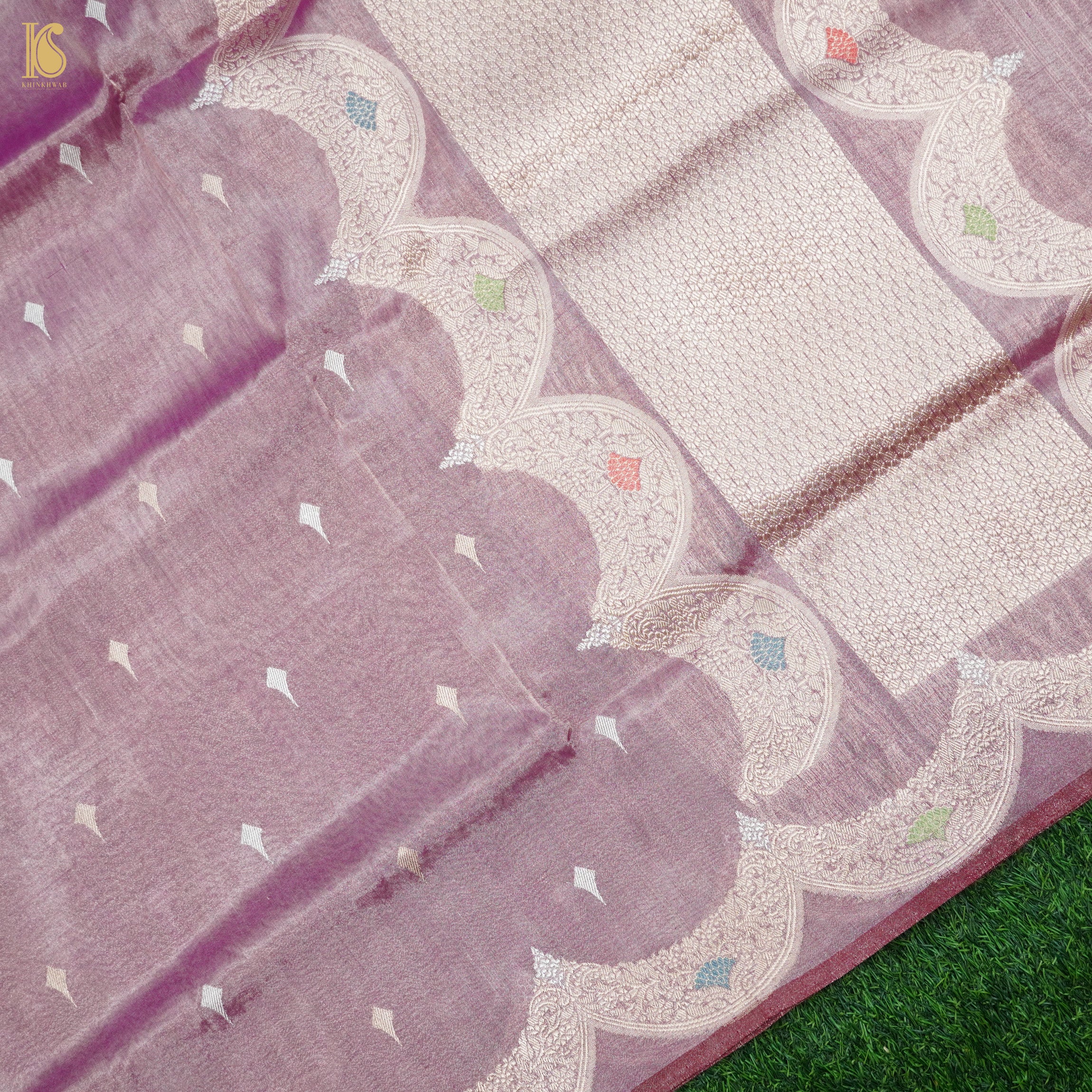 Venus Purple Pure Cotton By Tissue Handloom Banarasi Saree - Khinkhwab
