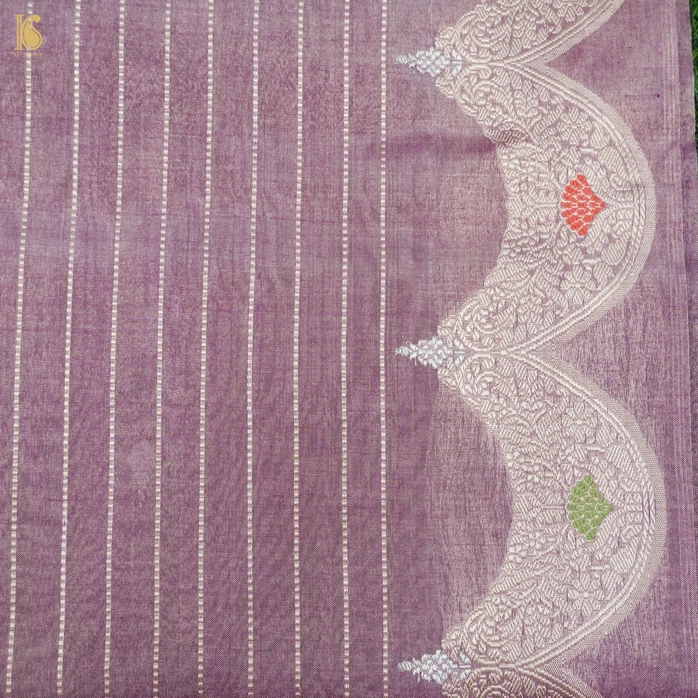 Venus Purple Pure Cotton By Tissue Handloom Banarasi Saree - Khinkhwab