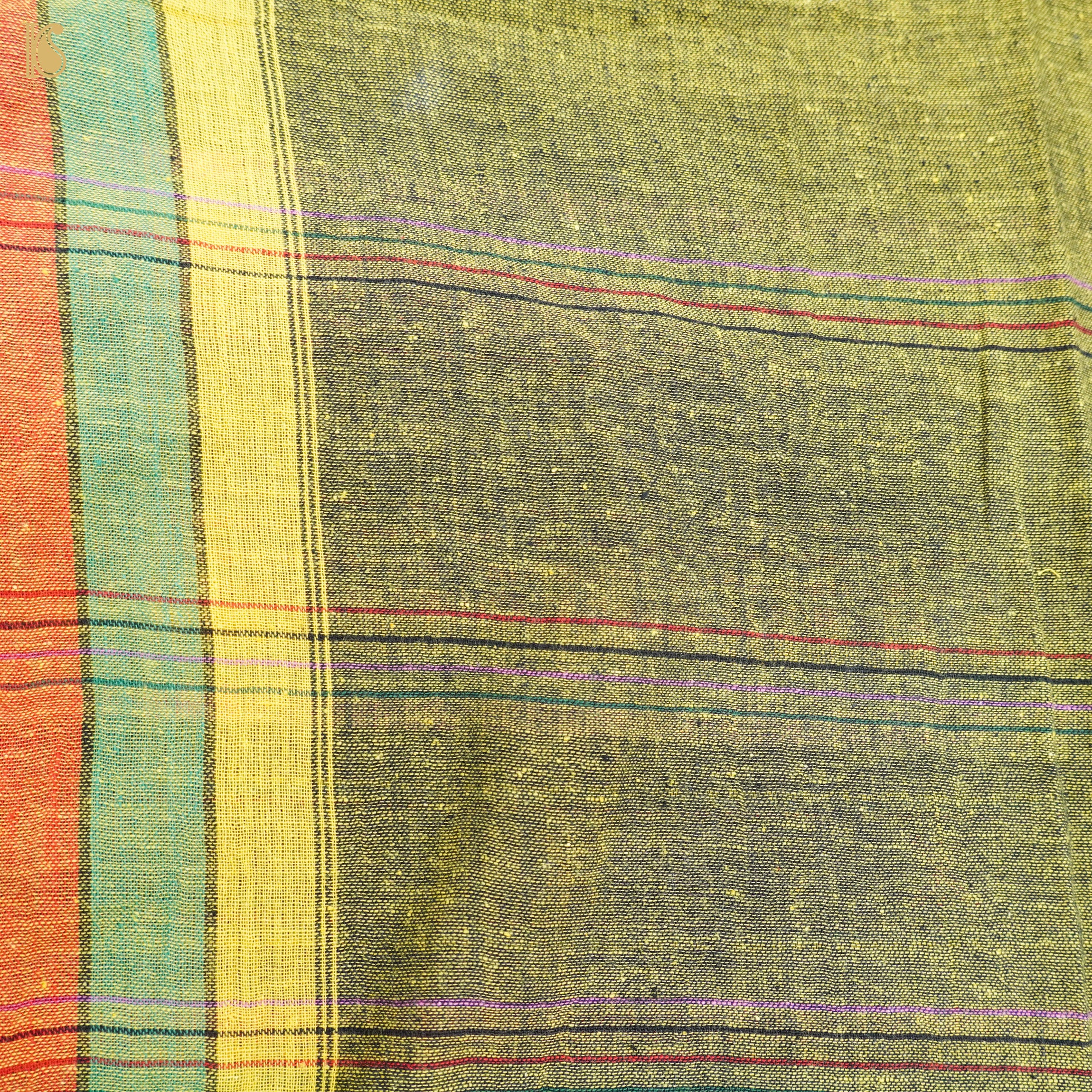 Black Pure Kala Cotton Handwoven Bhujodi Saree - Khinkhwab