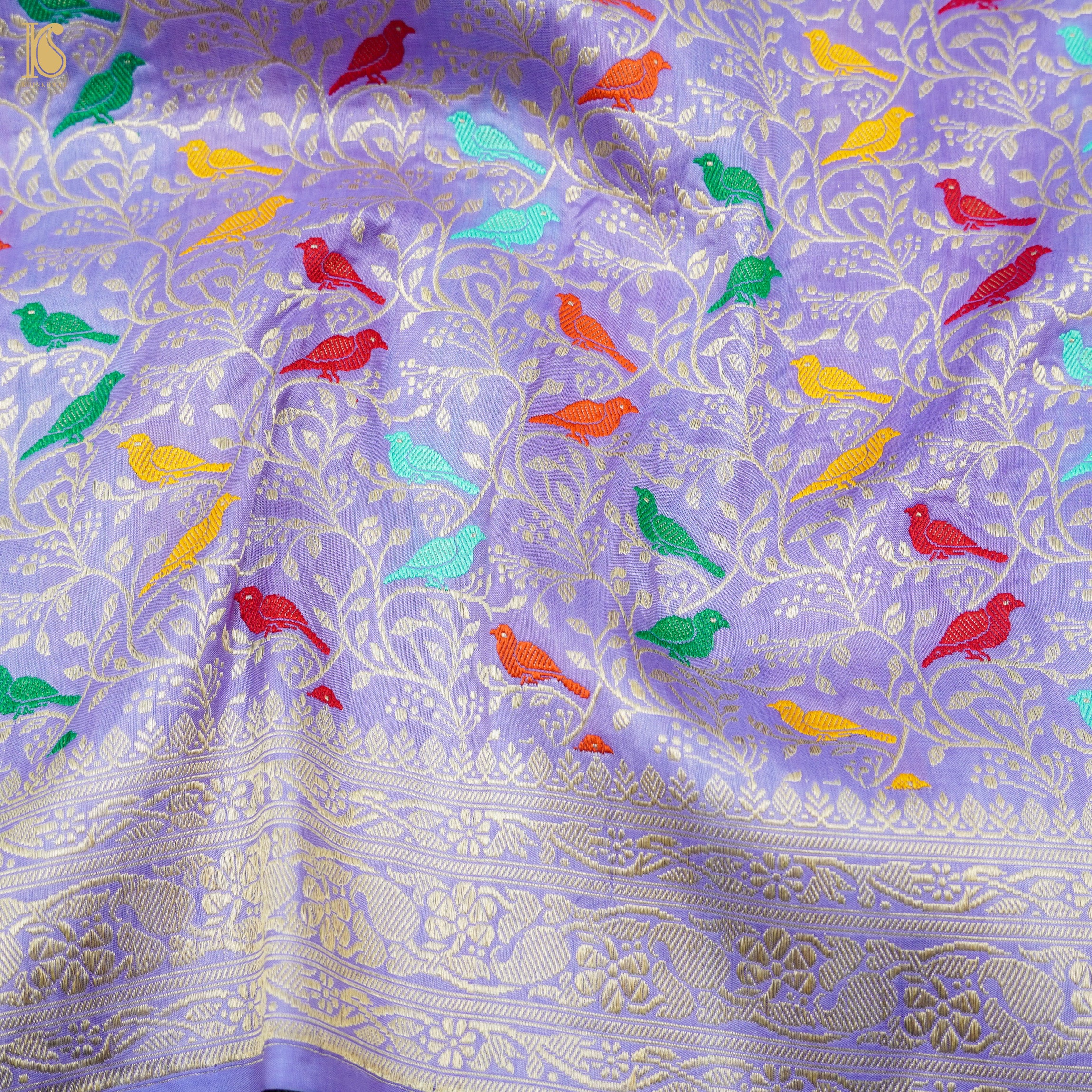 Portage Blue Handloom Pure Katan Silk Banarasi Suit & Dupatta Set - Khinkhwab