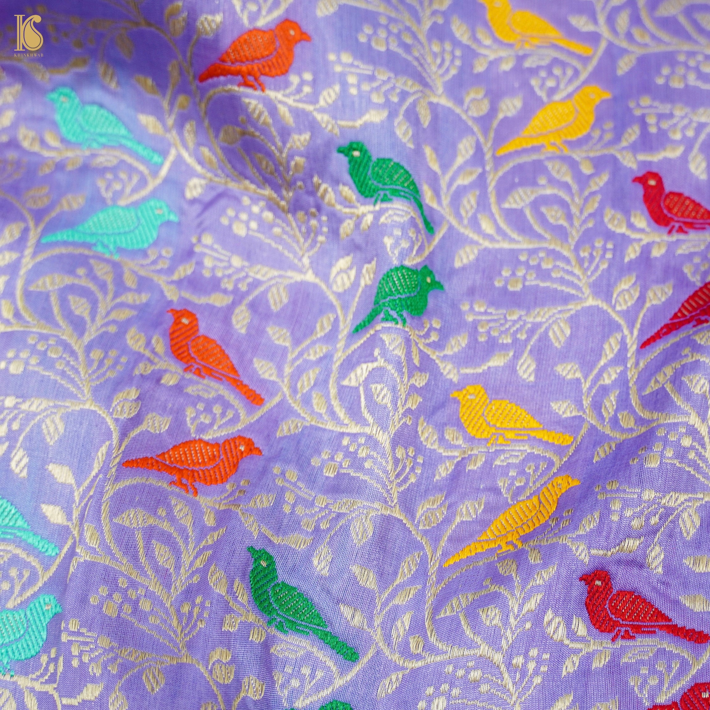 Portage Blue Handloom Pure Katan Silk Banarasi Suit & Dupatta Set - Khinkhwab