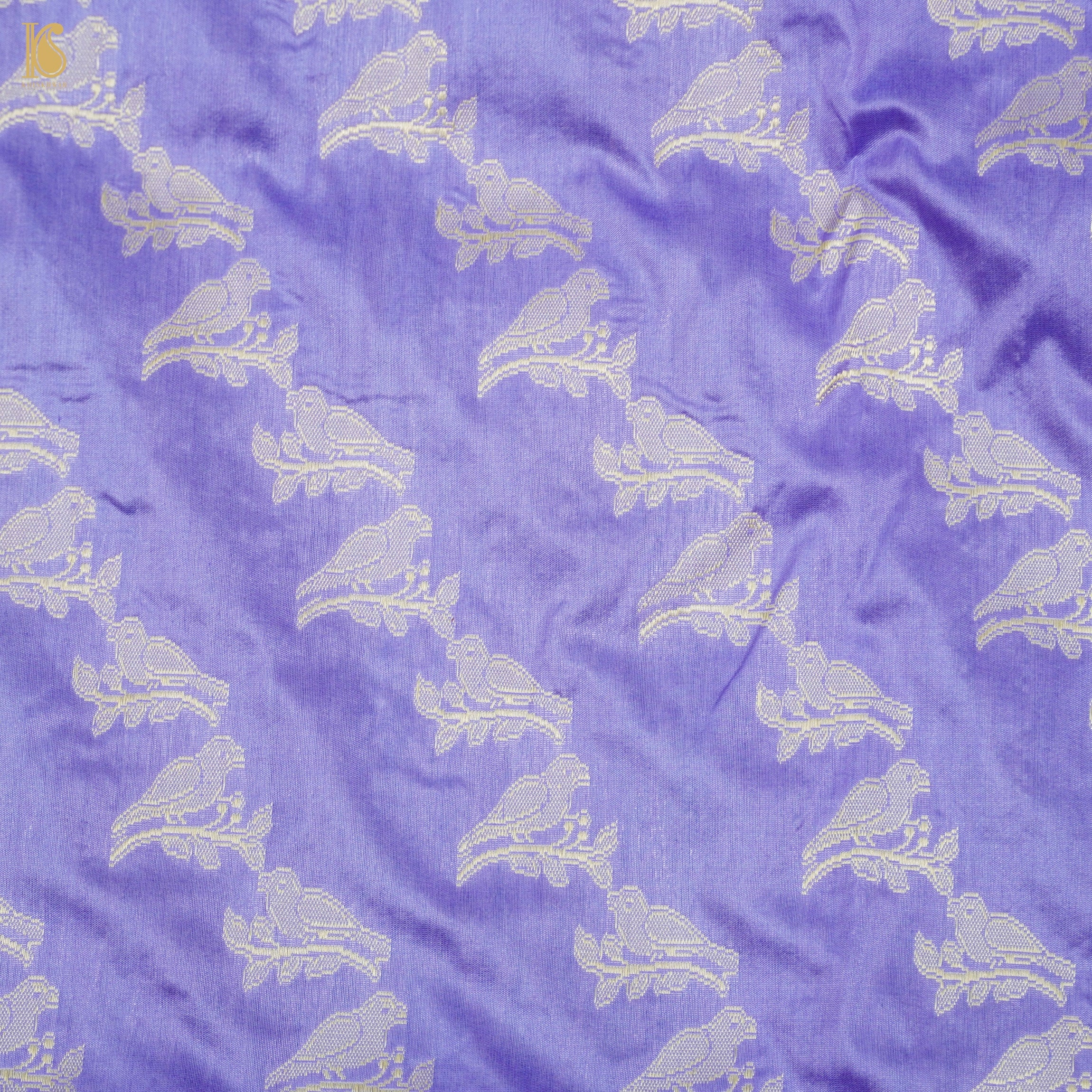 Portage Blue Handloom Pure Katan Silk Banarasi Suit & Dupatta Set - Khinkhwab