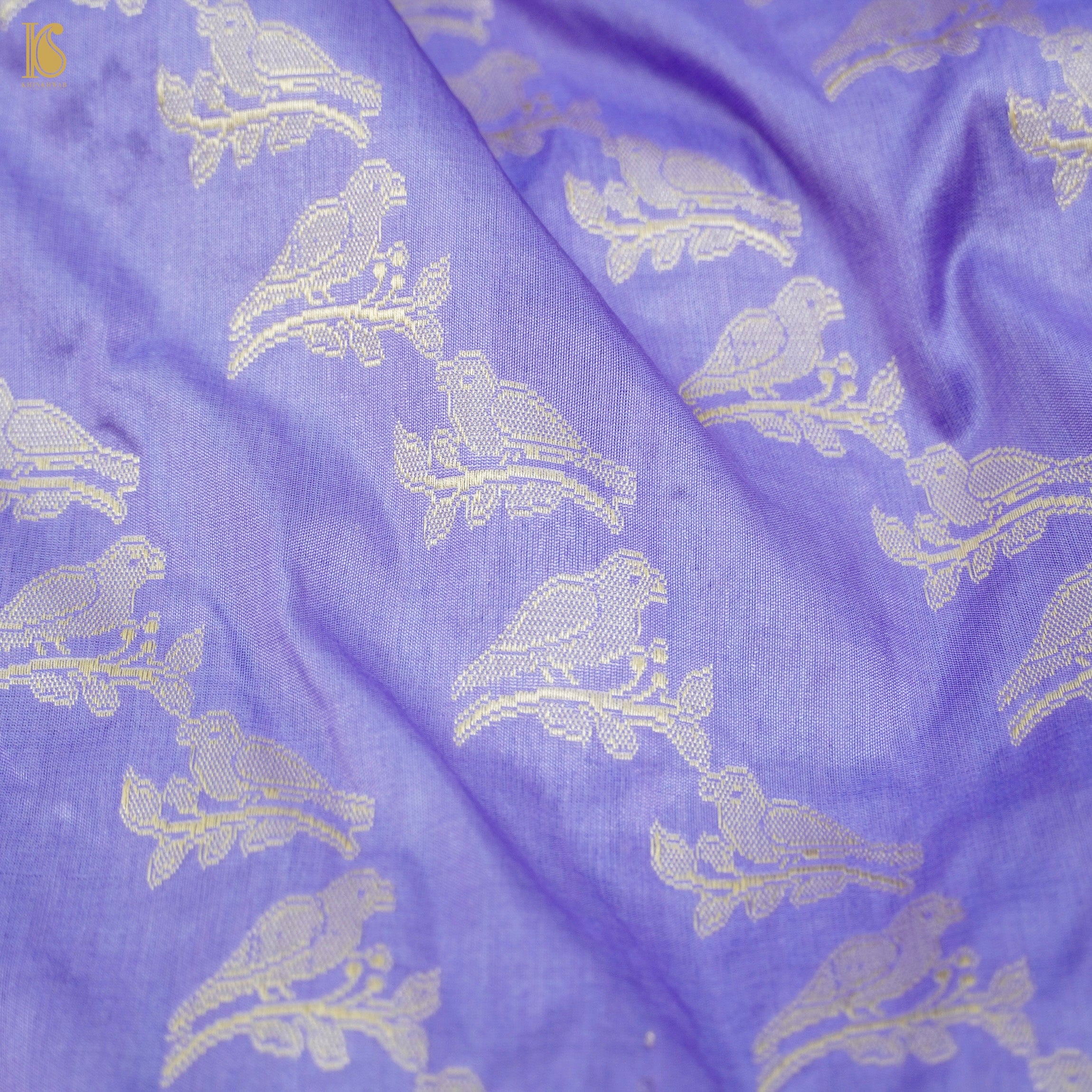 Portage Blue Handloom Pure Katan Silk Banarasi Suit & Dupatta Set - Khinkhwab