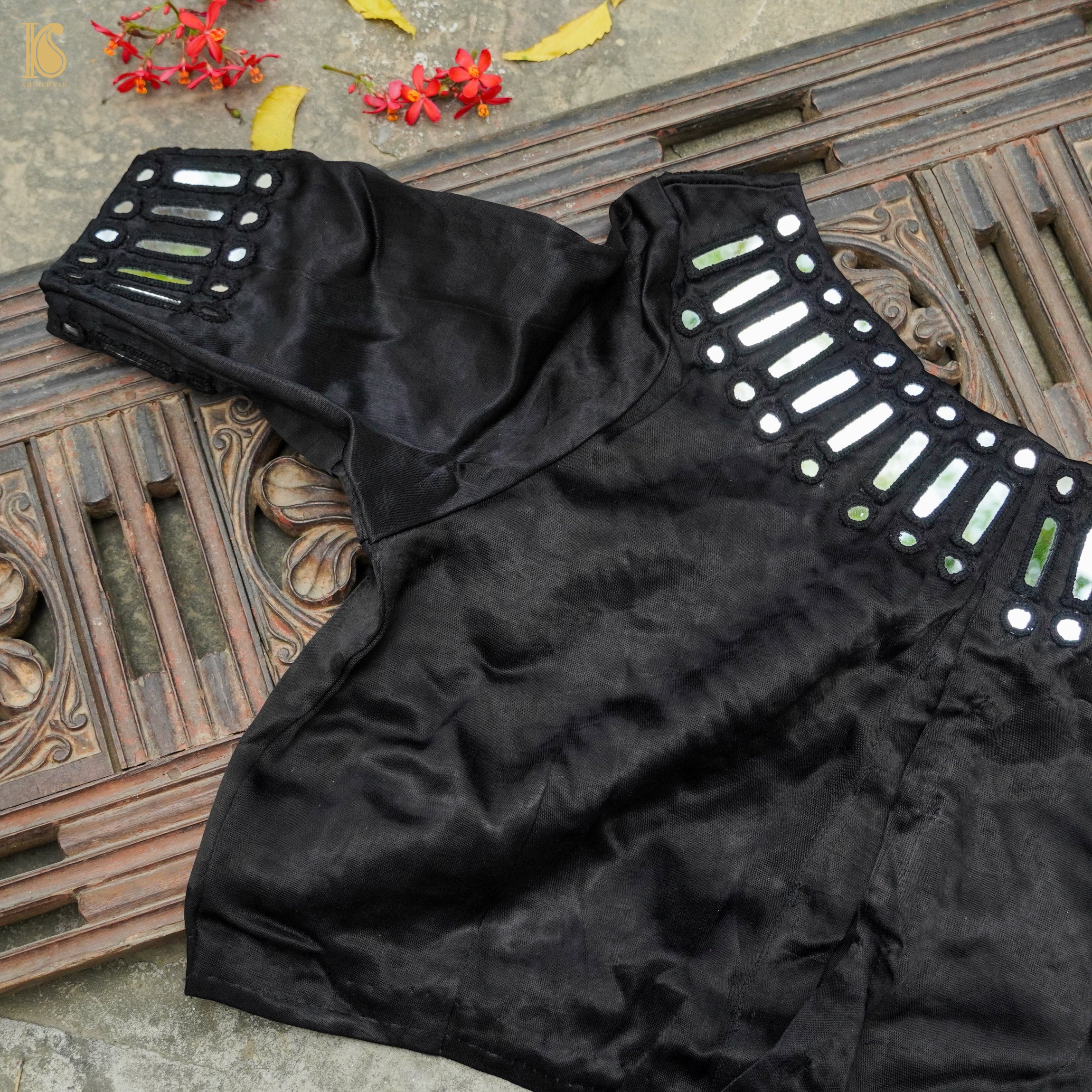 Pure Mashru Silk Stitched Blouse with Mirror Work - Khinkhwab