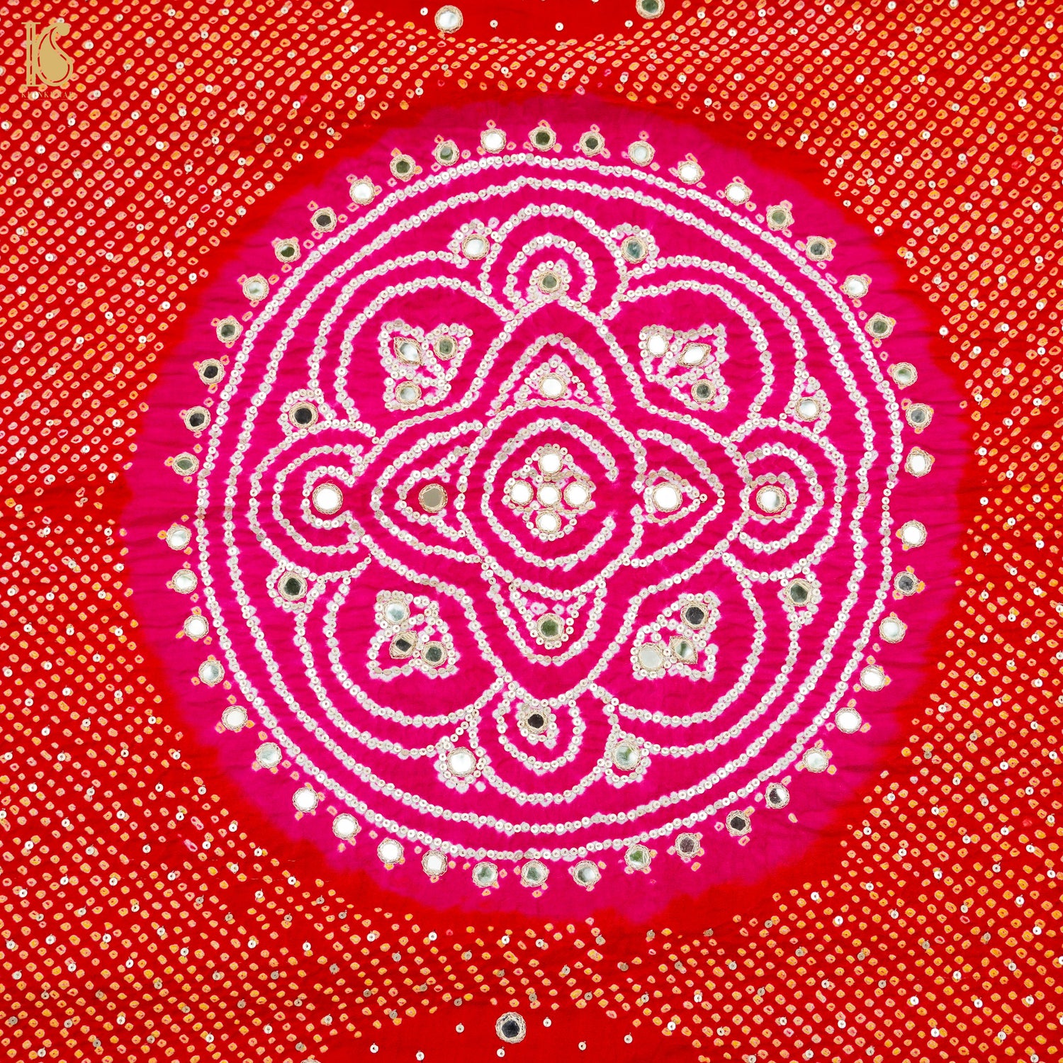 Red Gajji Silk Bandhani Gotta Patti & Mirror Work Dupatta - Khinkhwab