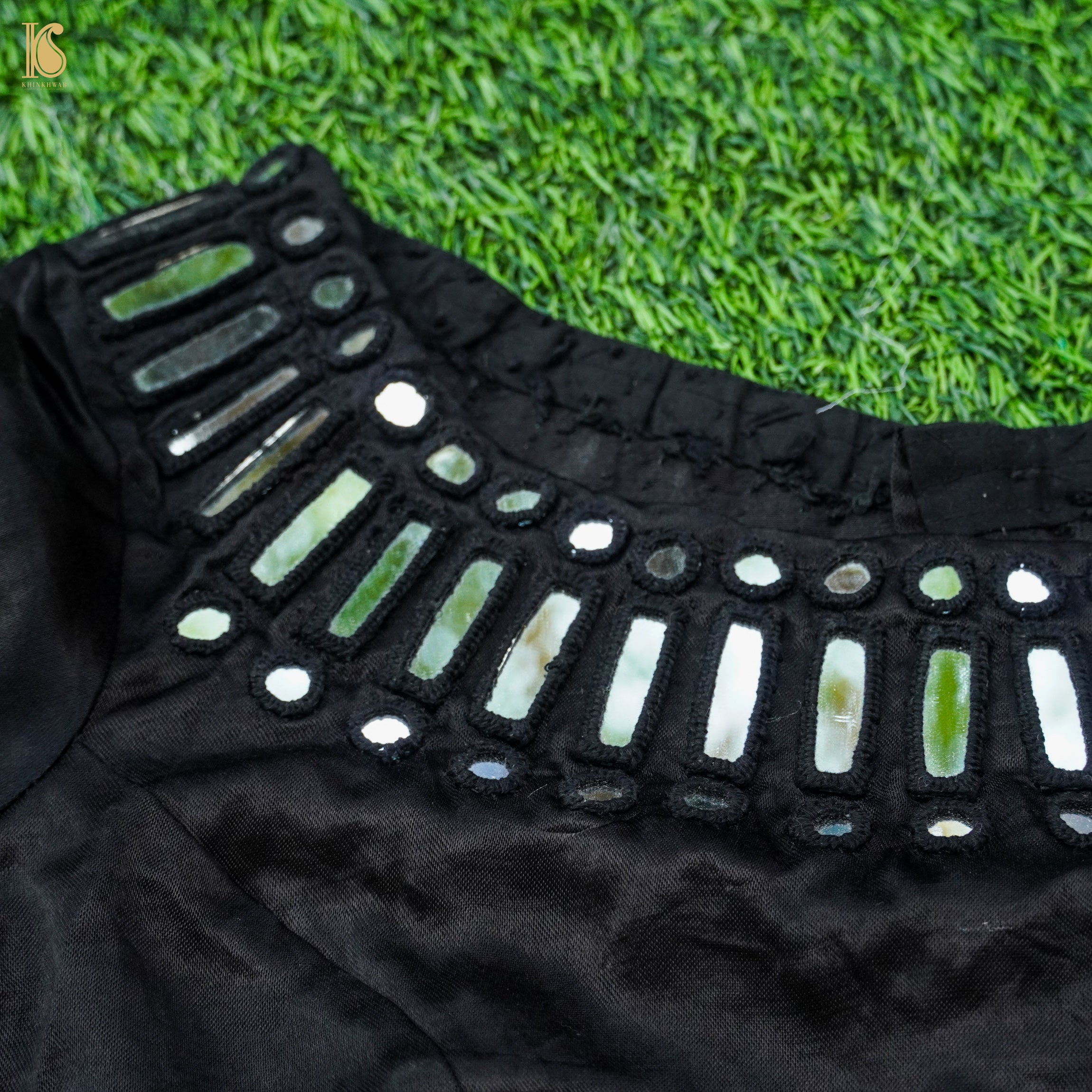 Pure Mashru Silk Stitched Blouse with Mirror Work - Khinkhwab
