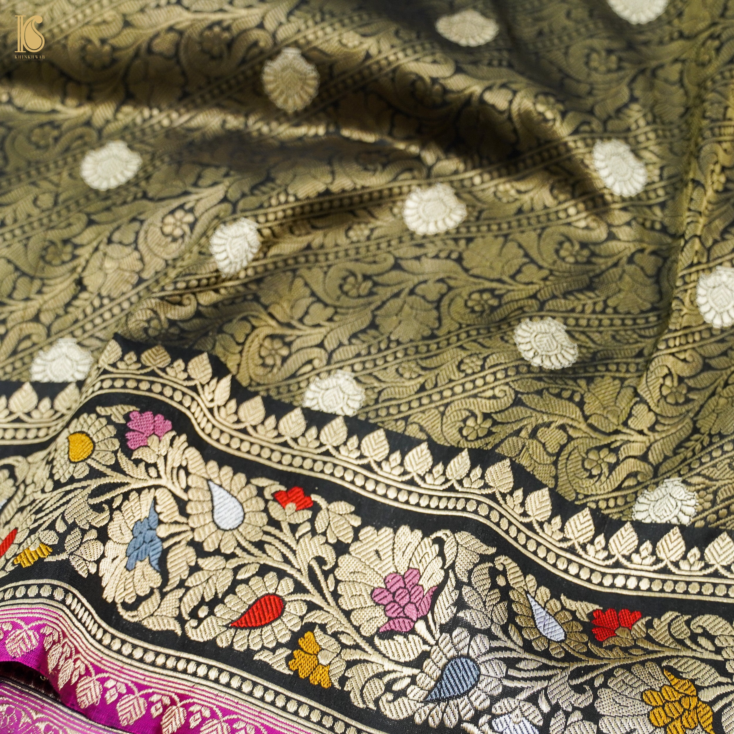 Granite Green Pure Banarasi Silk Handwoven Tanchui Dupatta - Khinkhwab