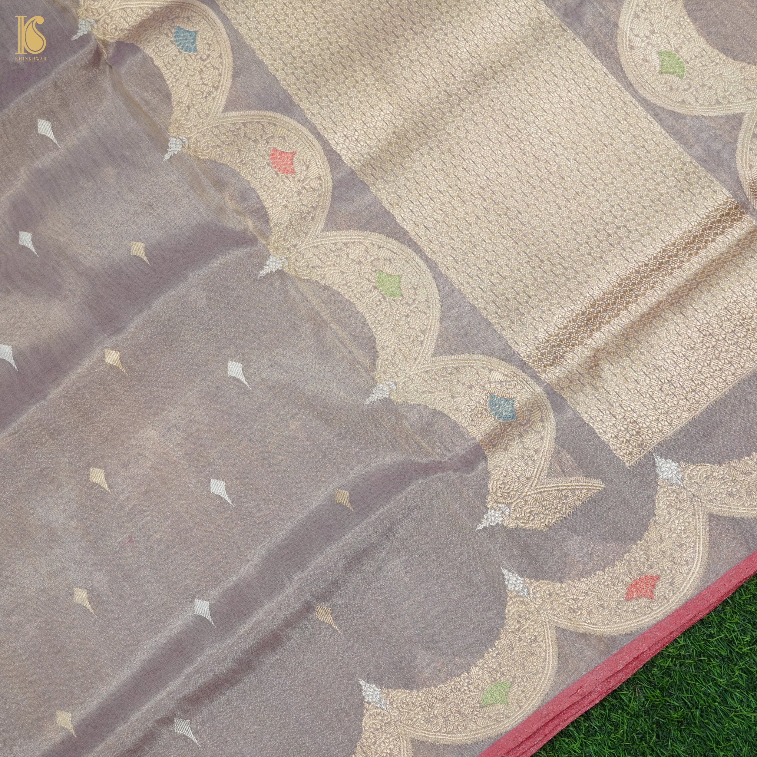 Martini Brown Pure Cotton By Tissue Handloom Banarasi Saree - Khinkhwab