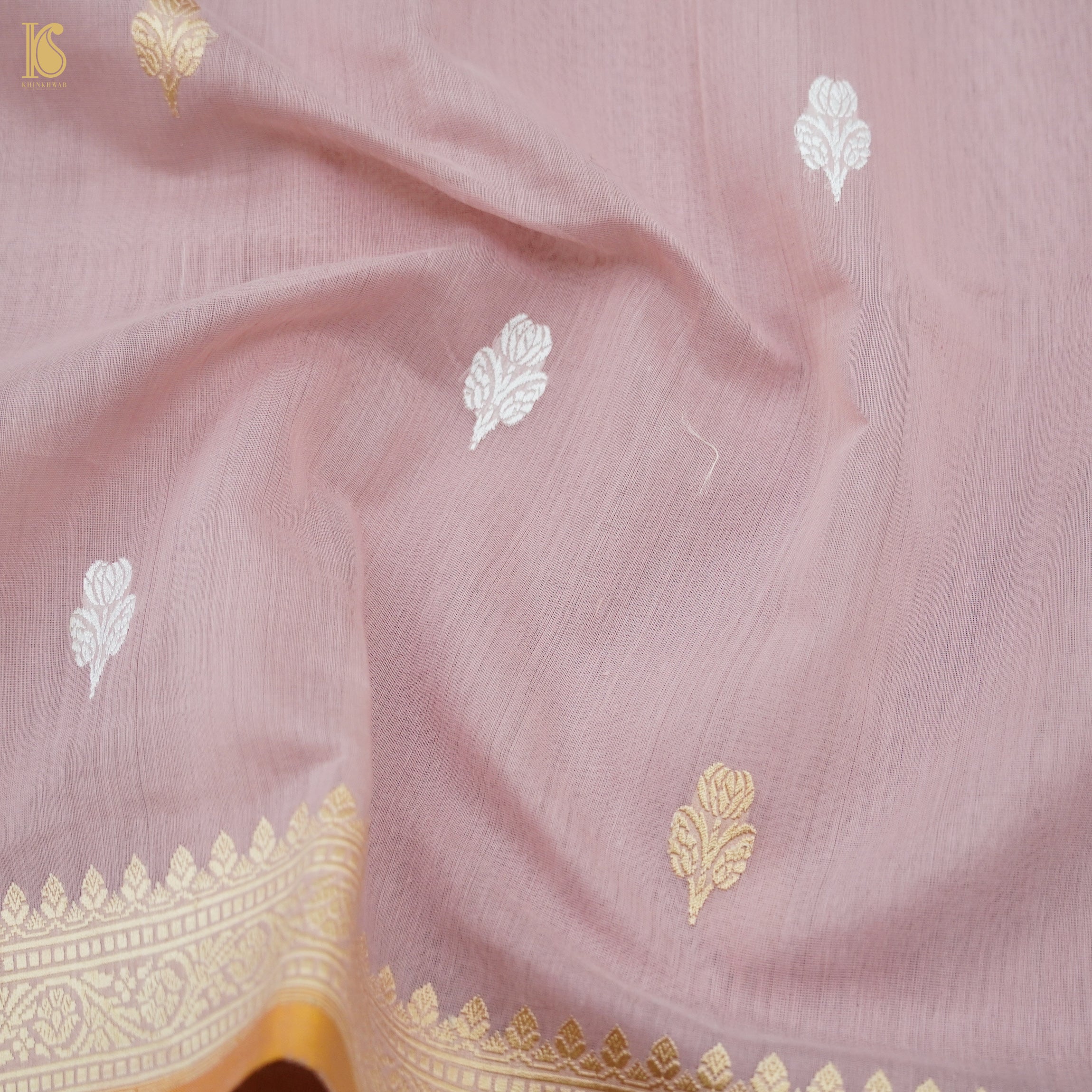Pink Flare Handloom Banarasi Pure Cotton by Kora Kadwa Saree - Khinkhwab