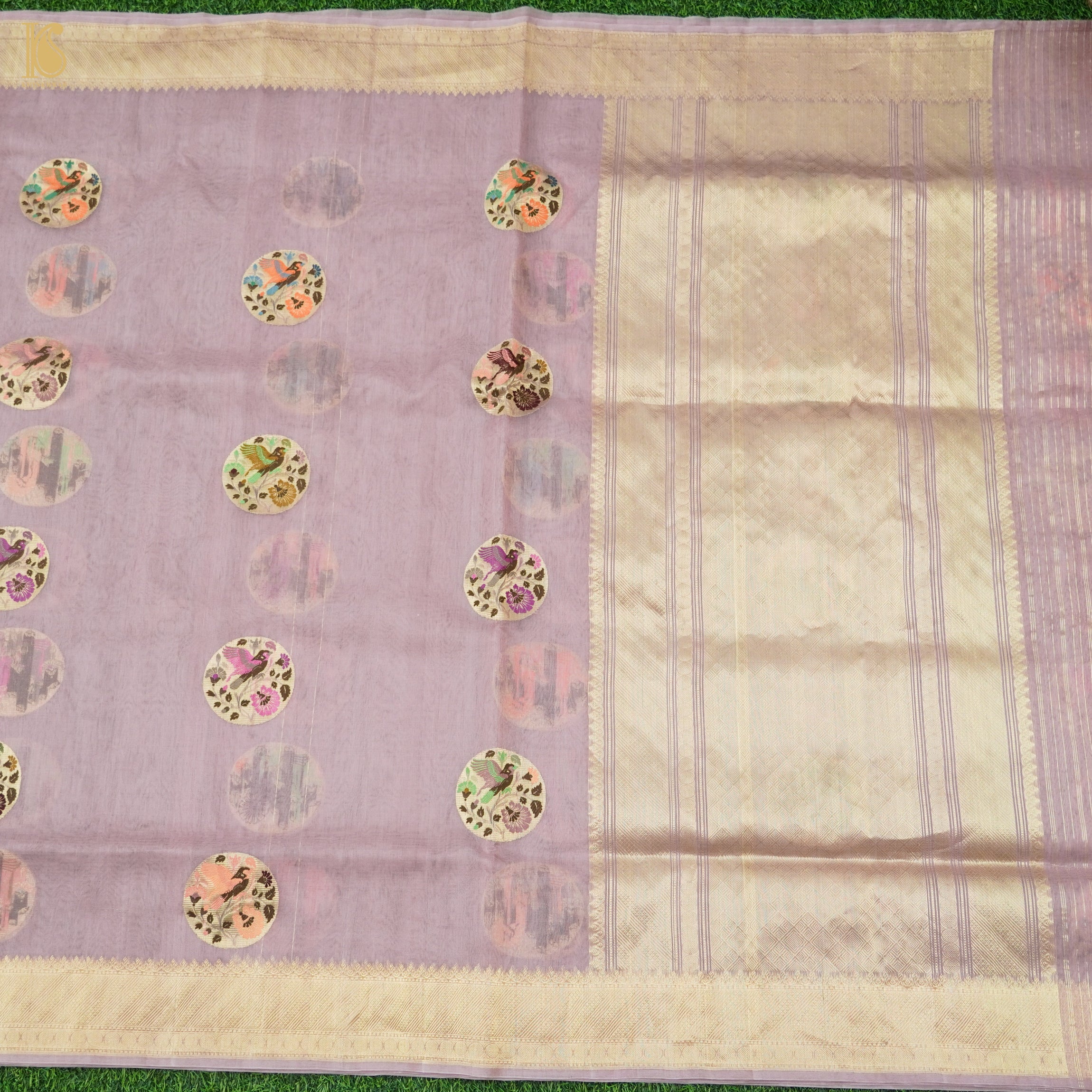 Pure Kora Silk Handloom Shikargah Banarasi Kadhua Saree - Khinkhwab
