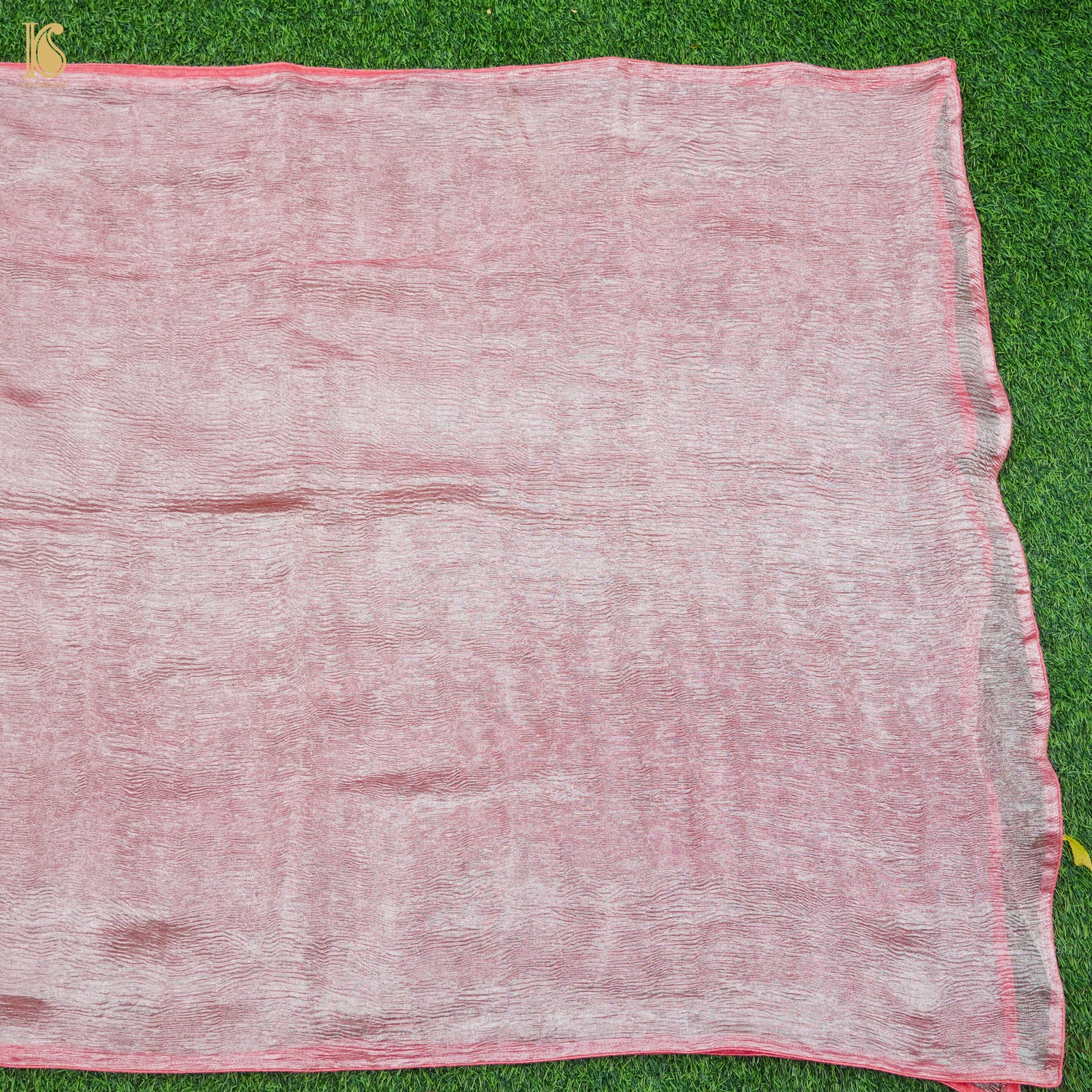 Charm Pink Wrinkle Pure Tissue Silk Dupatta - Khinkhwab