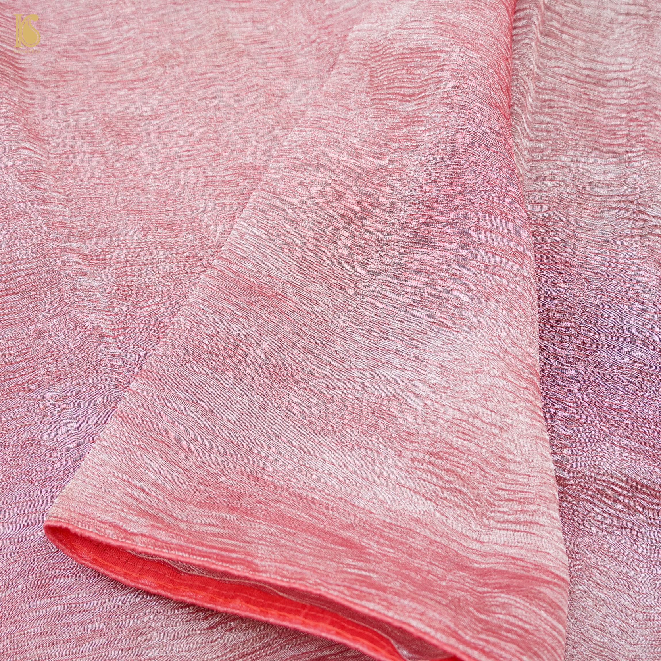 Charm Pink Wrinkle Pure Tissue Silk Dupatta - Khinkhwab