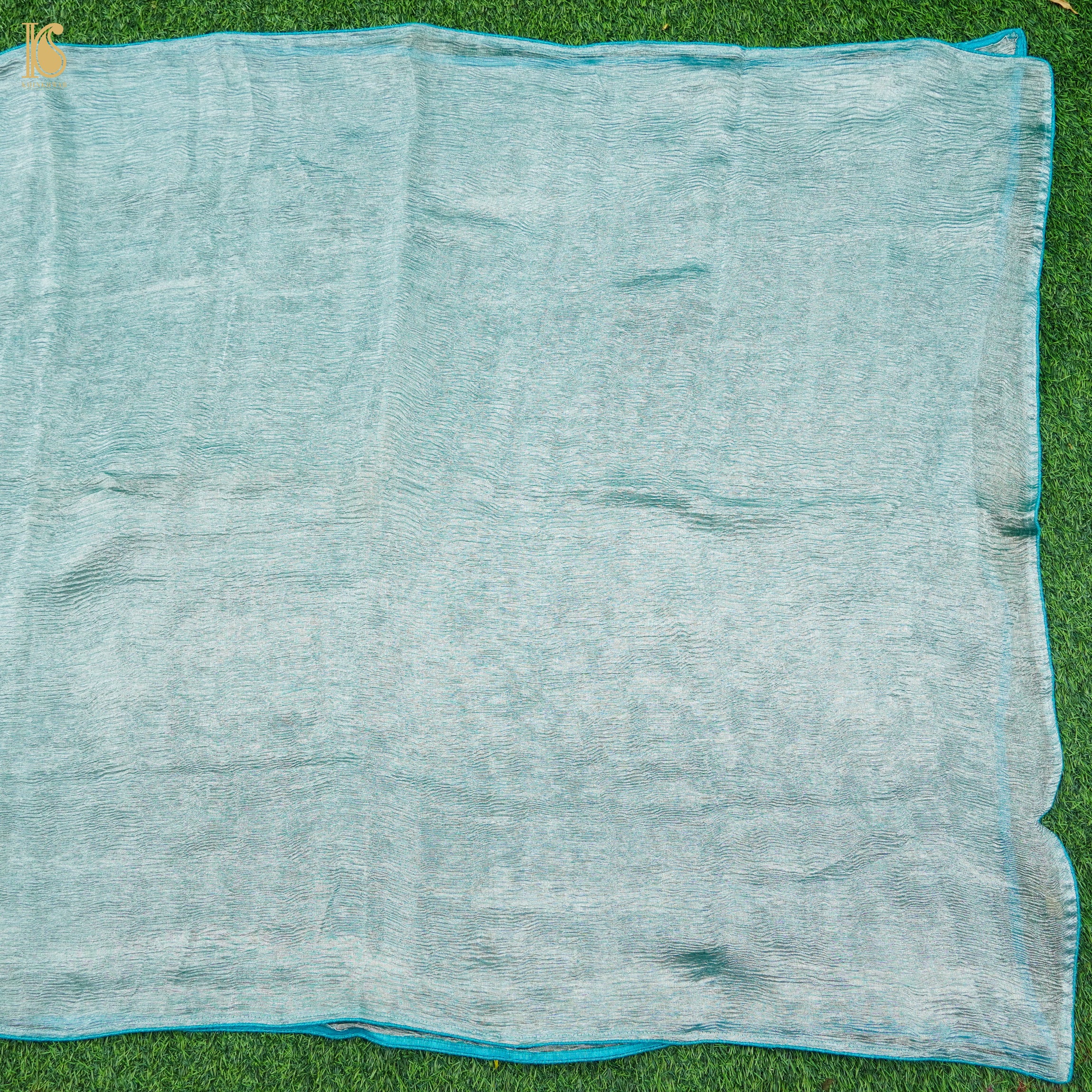 Blue Chill Wrinkle Pure Tissue Silk Dupatta - Khinkhwab