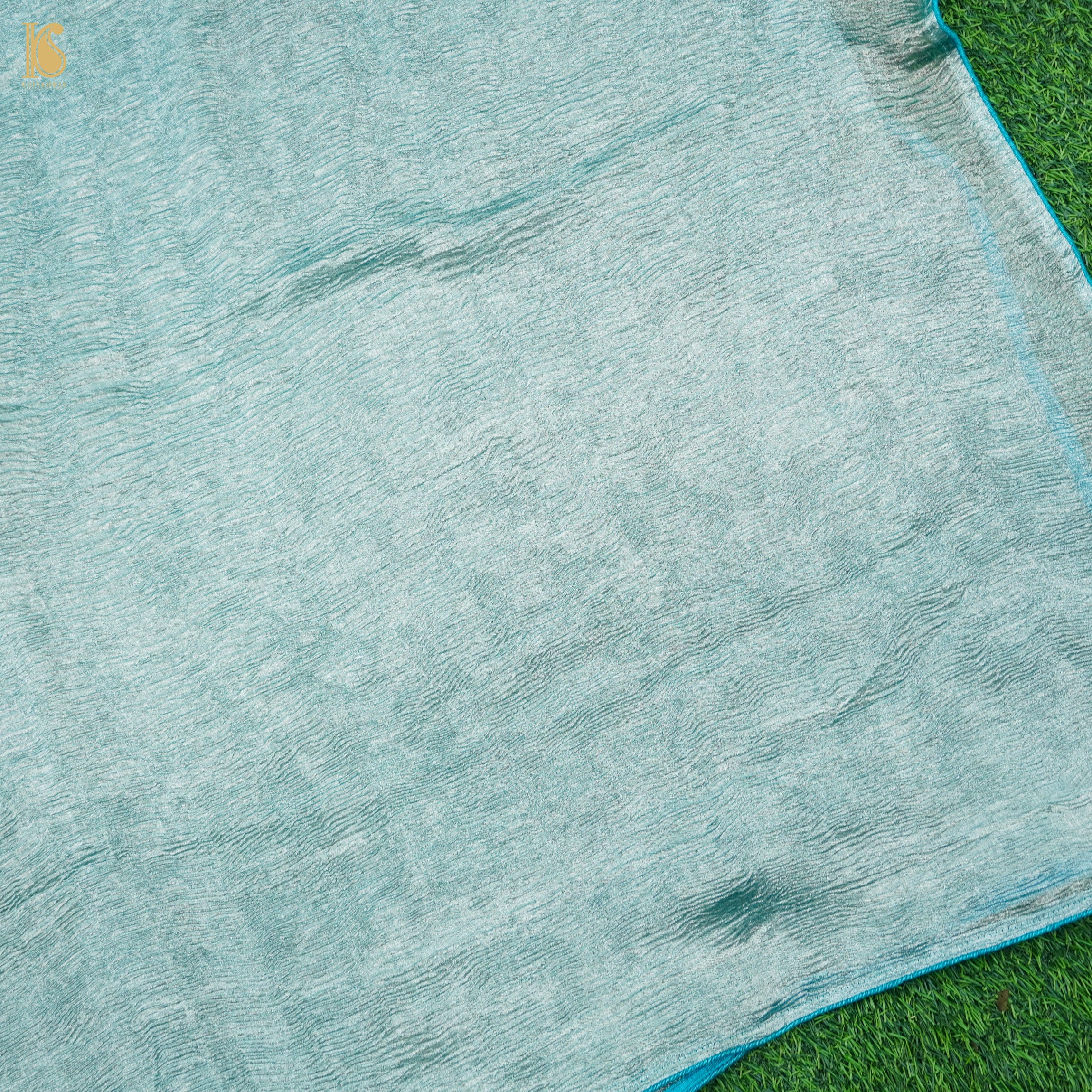 Blue Chill Wrinkle Pure Tissue Silk Dupatta - Khinkhwab