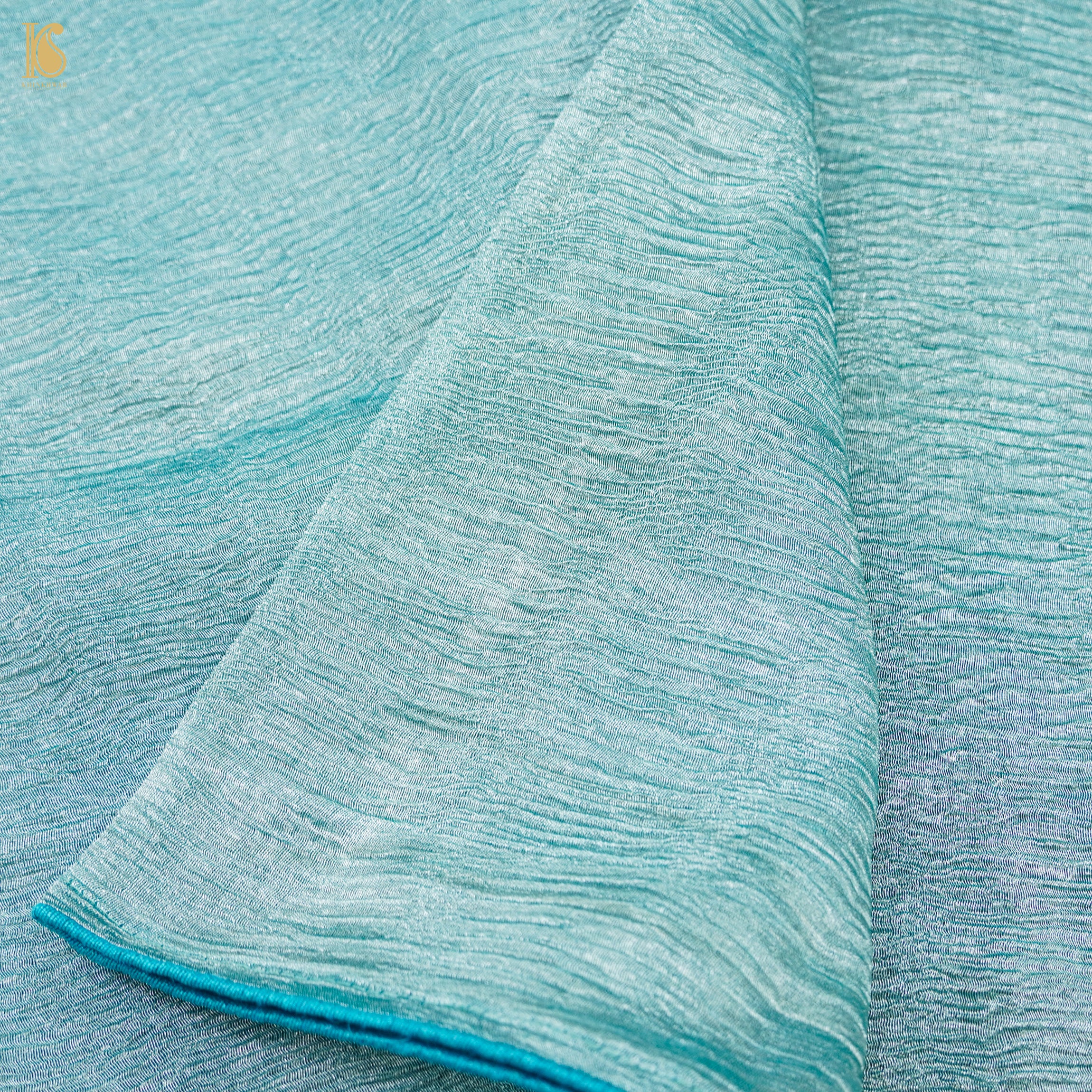 Blue Chill Wrinkle Pure Tissue Silk Dupatta - Khinkhwab