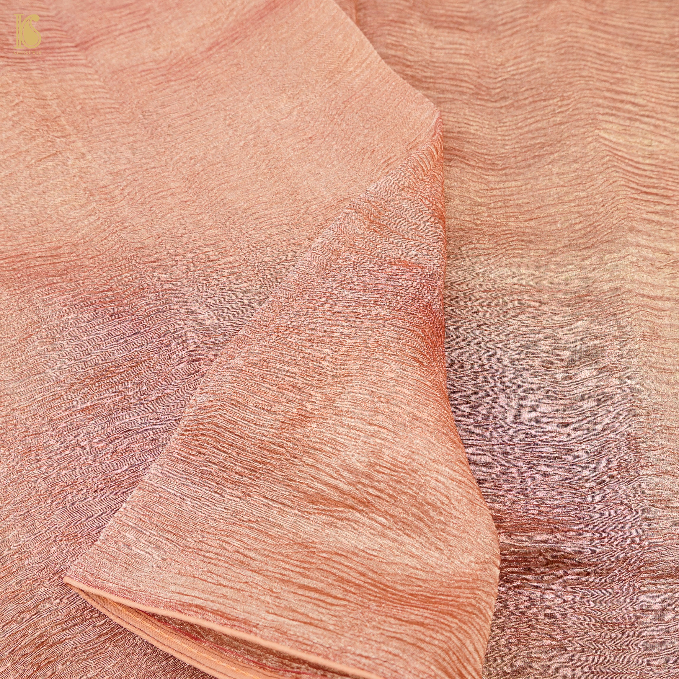 Brown Wrinkle Pure Tissue Silk Dupatta - Khinkhwab