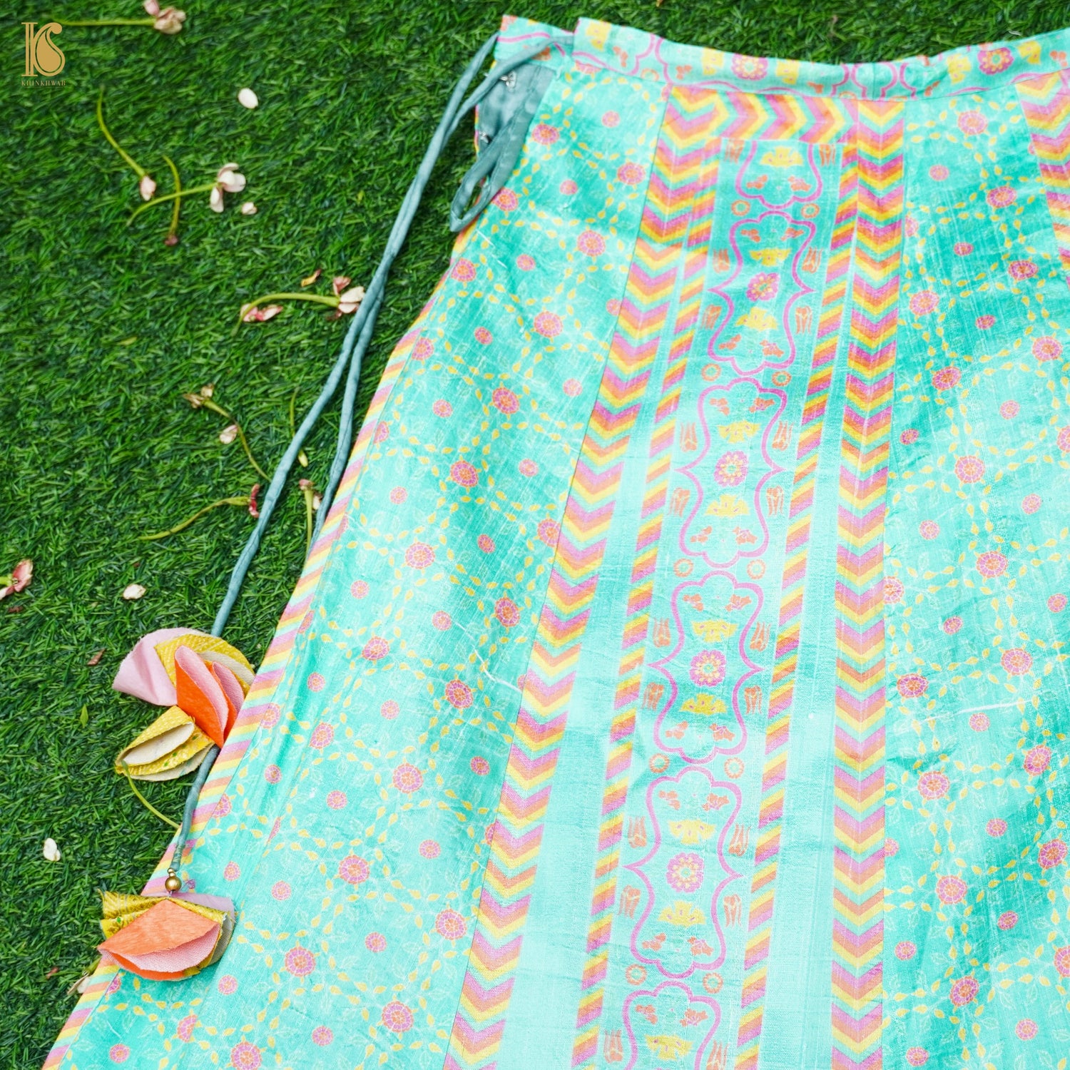 Blue Pure Raw Silk Kids Stitched Lehenga Set - Khinkhwab