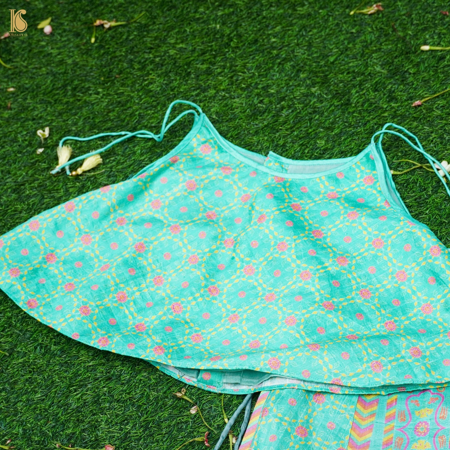 Blue Pure Raw Silk Kids Stitched Lehenga Set - Khinkhwab