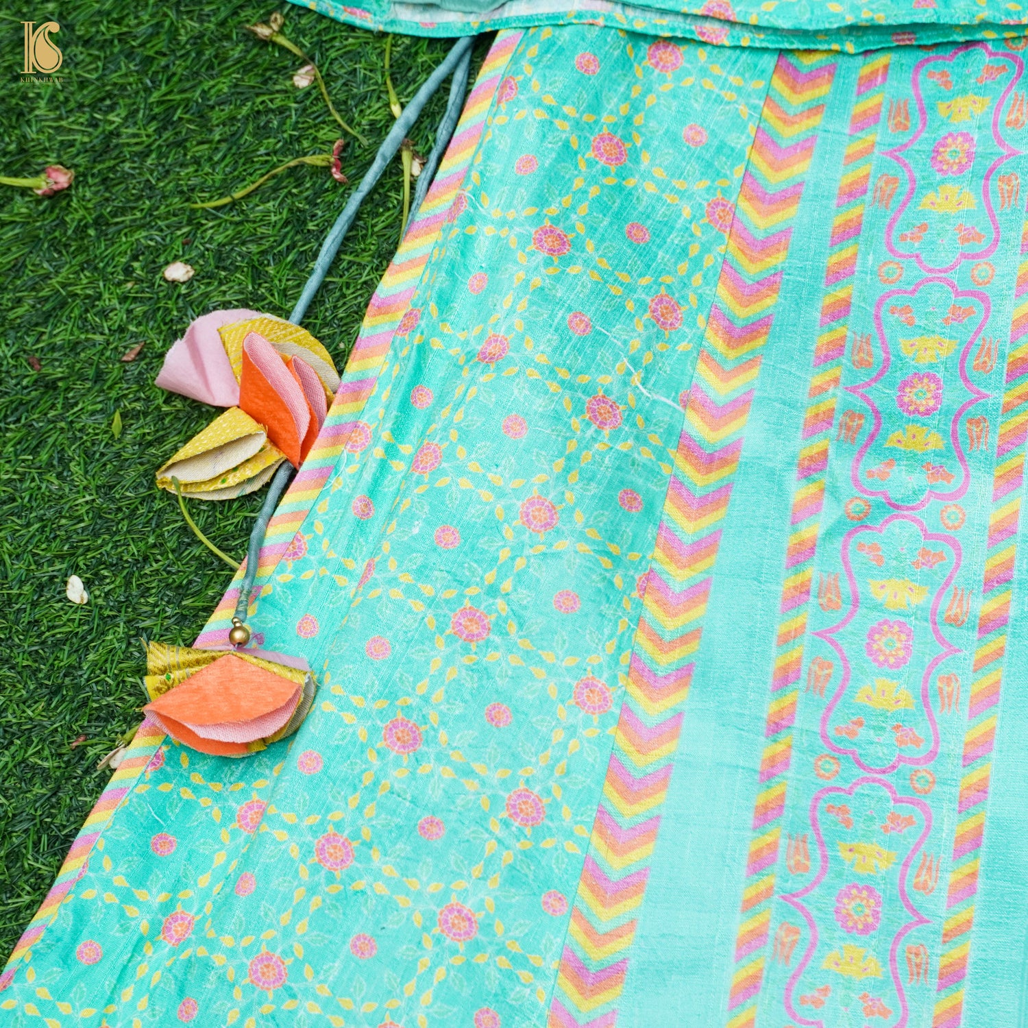 Blue Pure Raw Silk Kids Stitched Lehenga Set - Khinkhwab