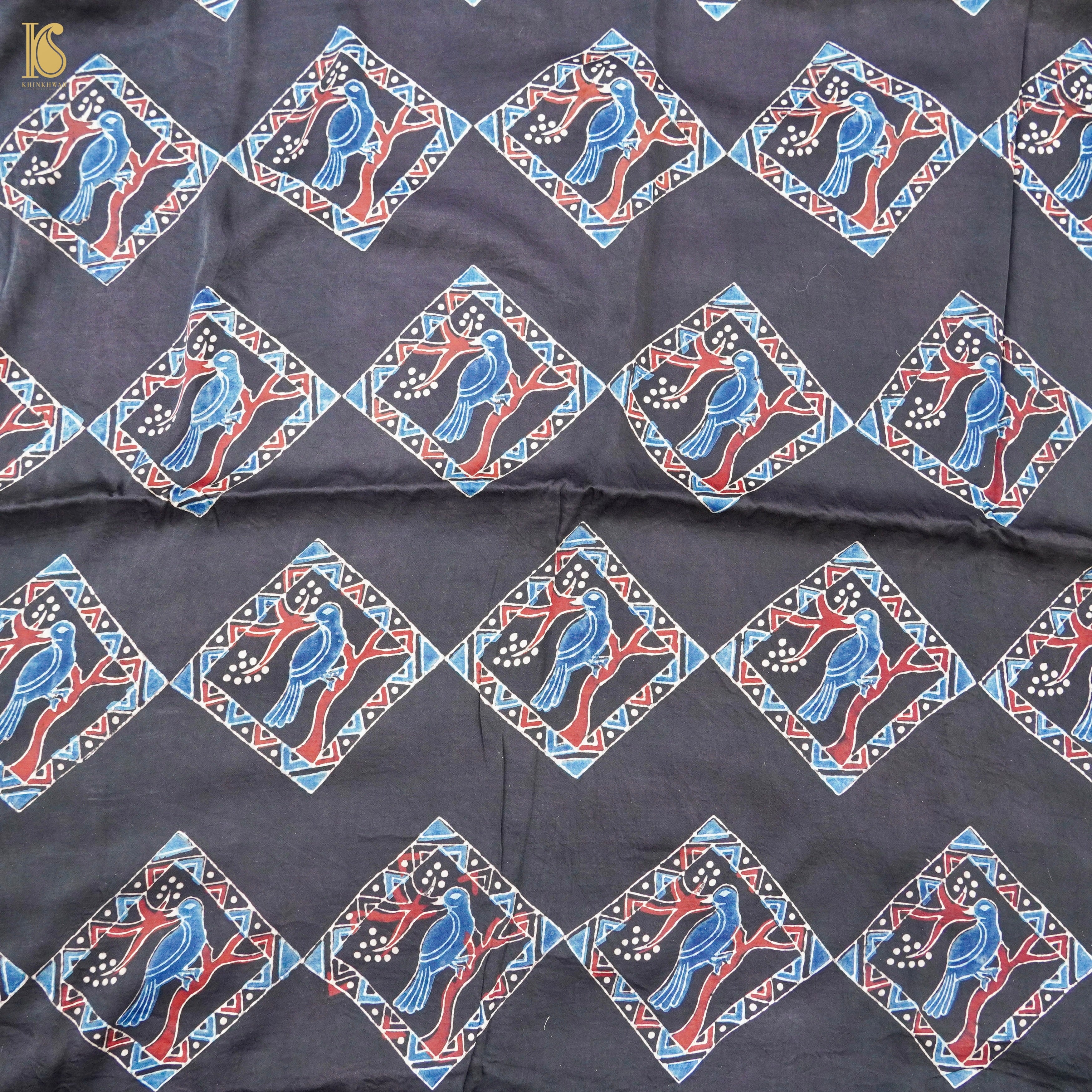 Hand Block Pure Modal Silk Ajrakh Fabric