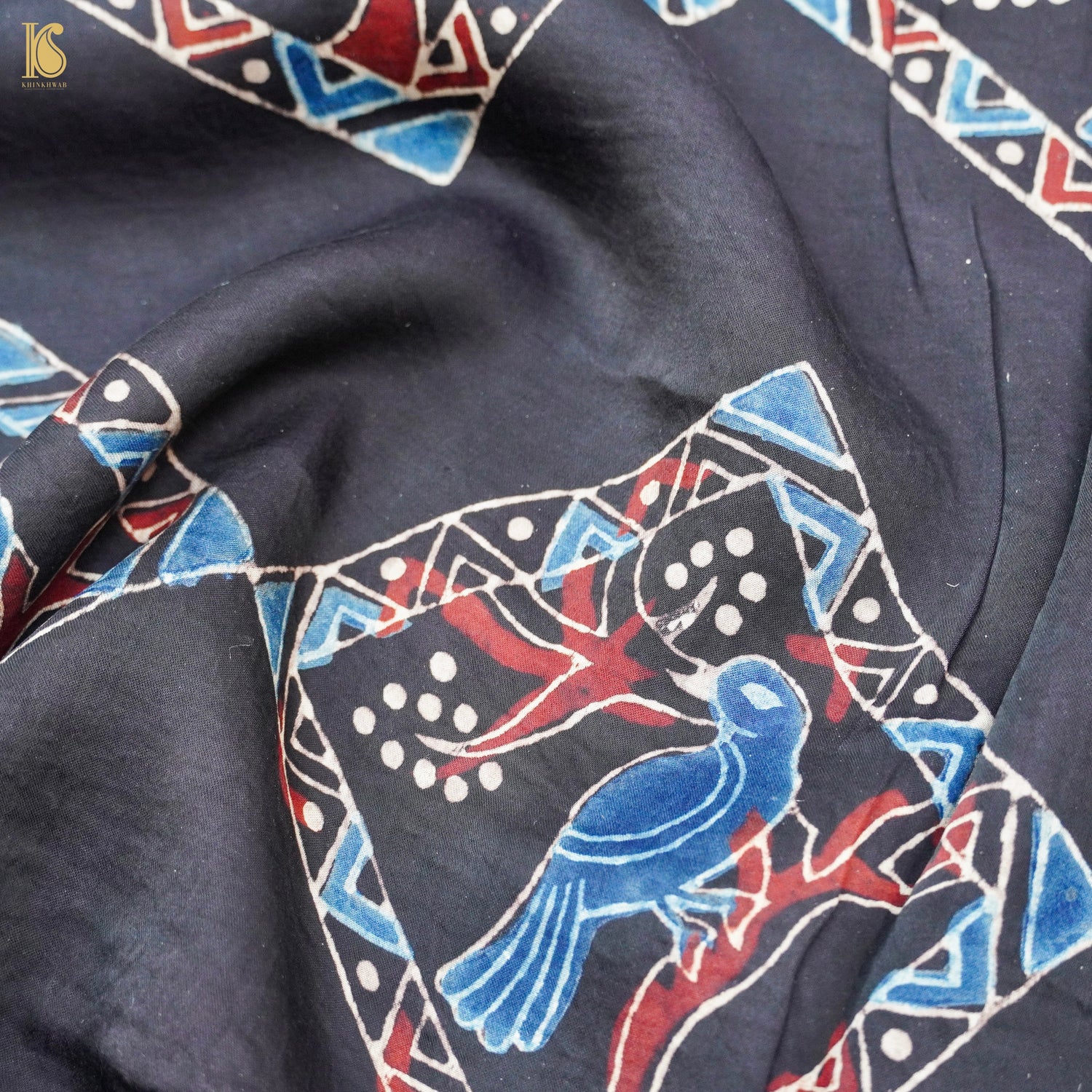 Hand Block Pure Modal Silk Ajrakh Fabric