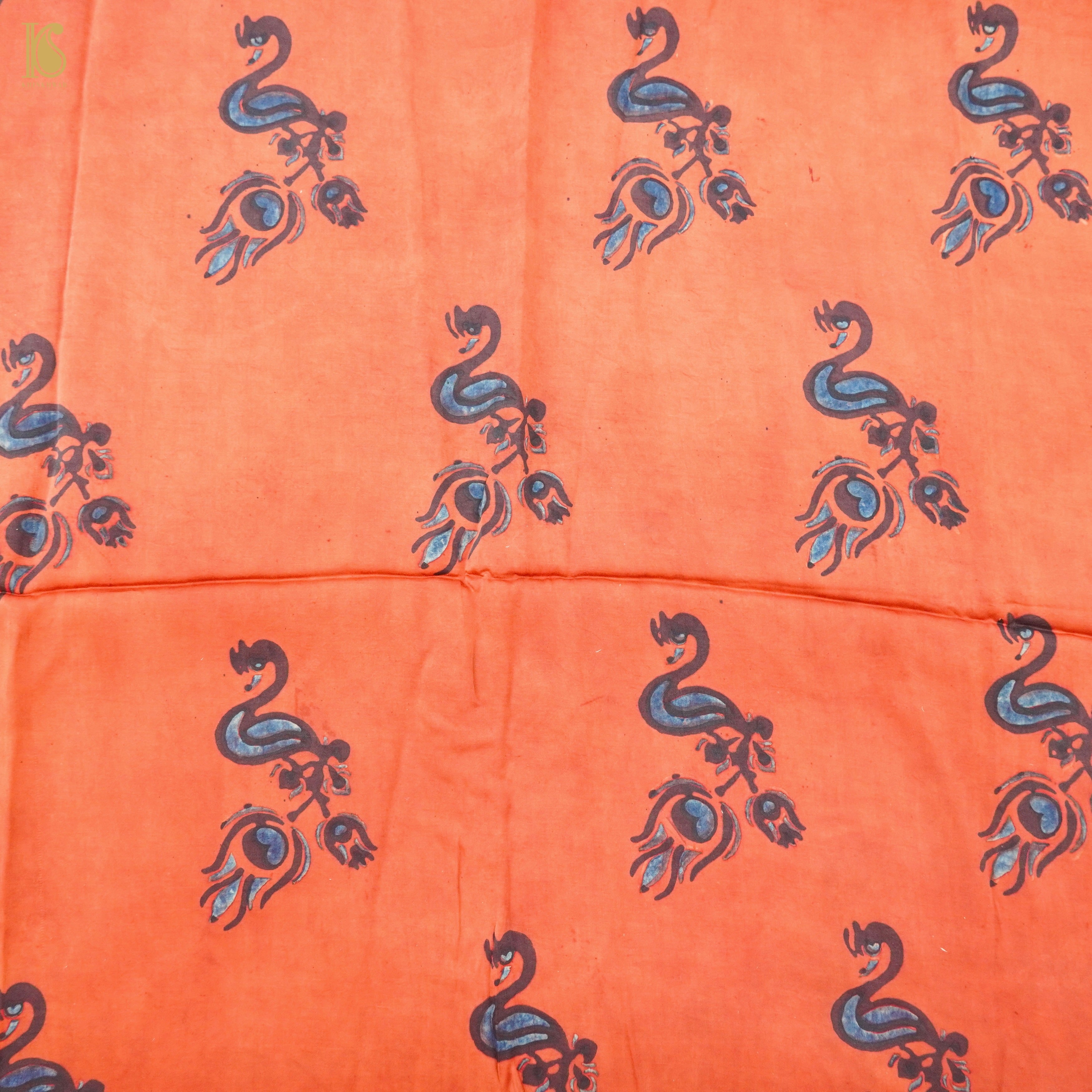 Hand Block Pure Modal Silk Ajrakh Fabric