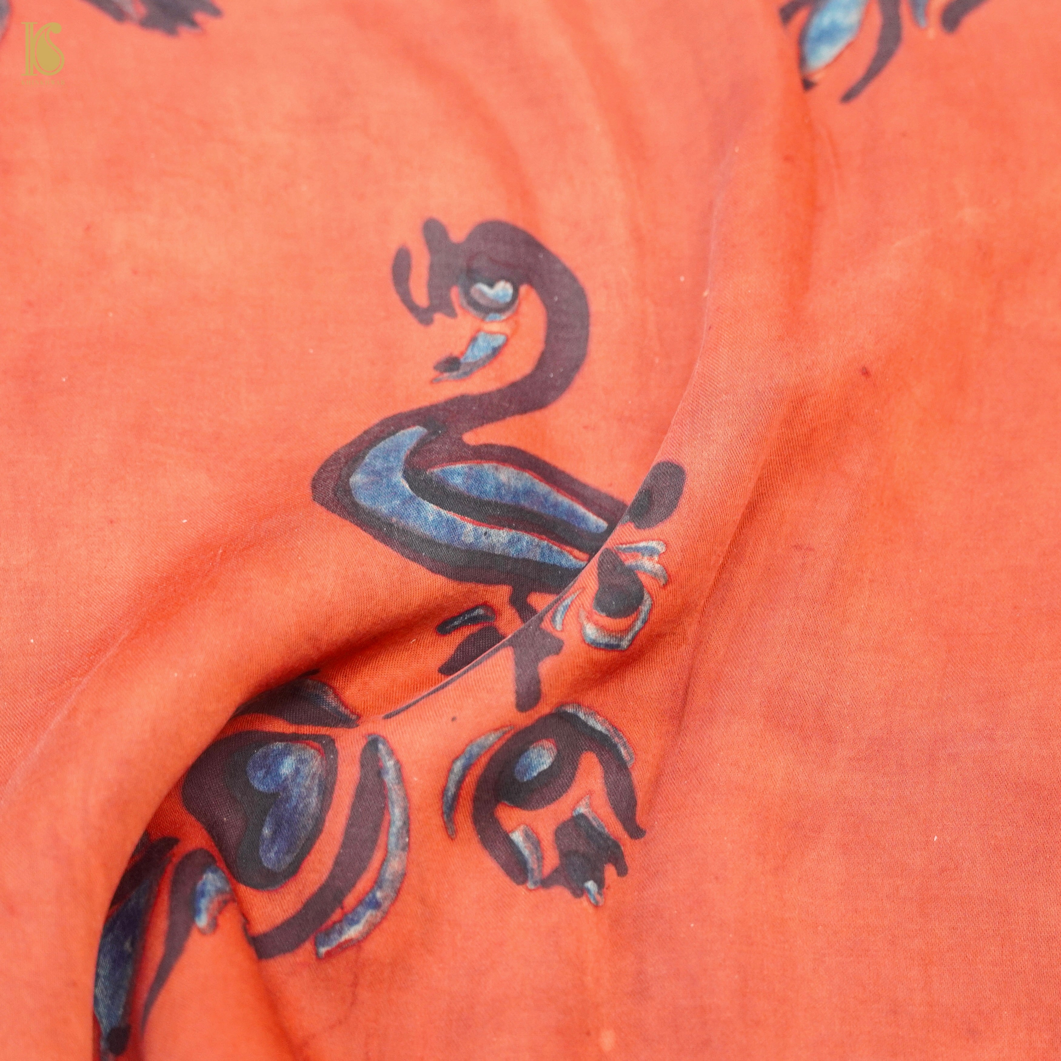 Hand Block Pure Modal Silk Ajrakh Fabric